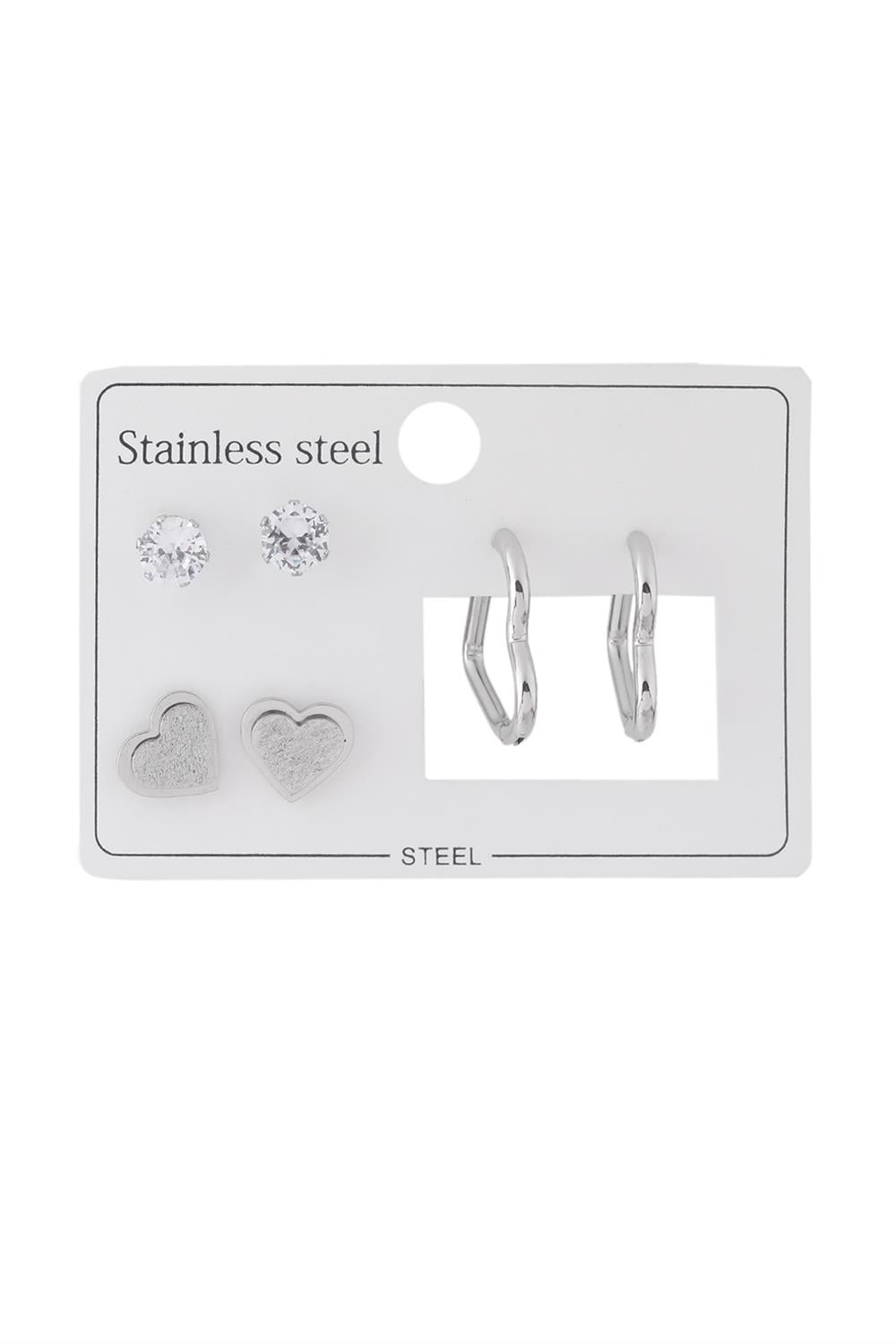 Çelik Set Küpe Silver