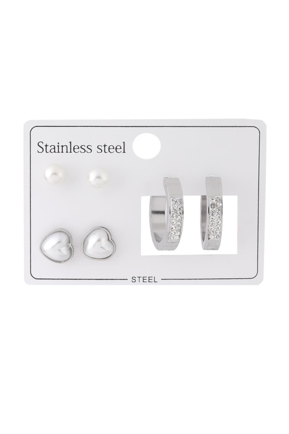 Çelik Set Küpe Silver