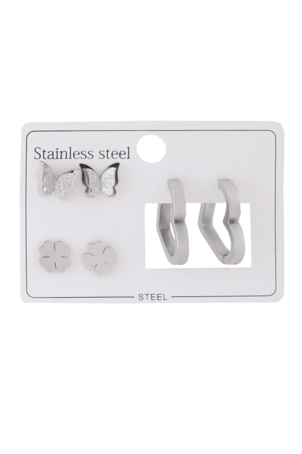 Çelik Set Küpe Silver