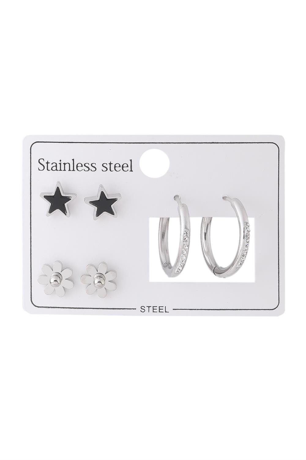 Çelik Set Küpe Silver