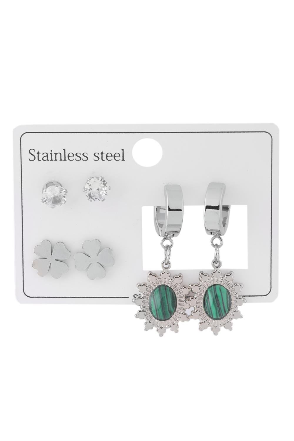 Çelik Set Küpe Silver