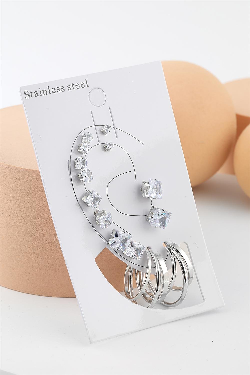 Çelik Set Küpe Silver