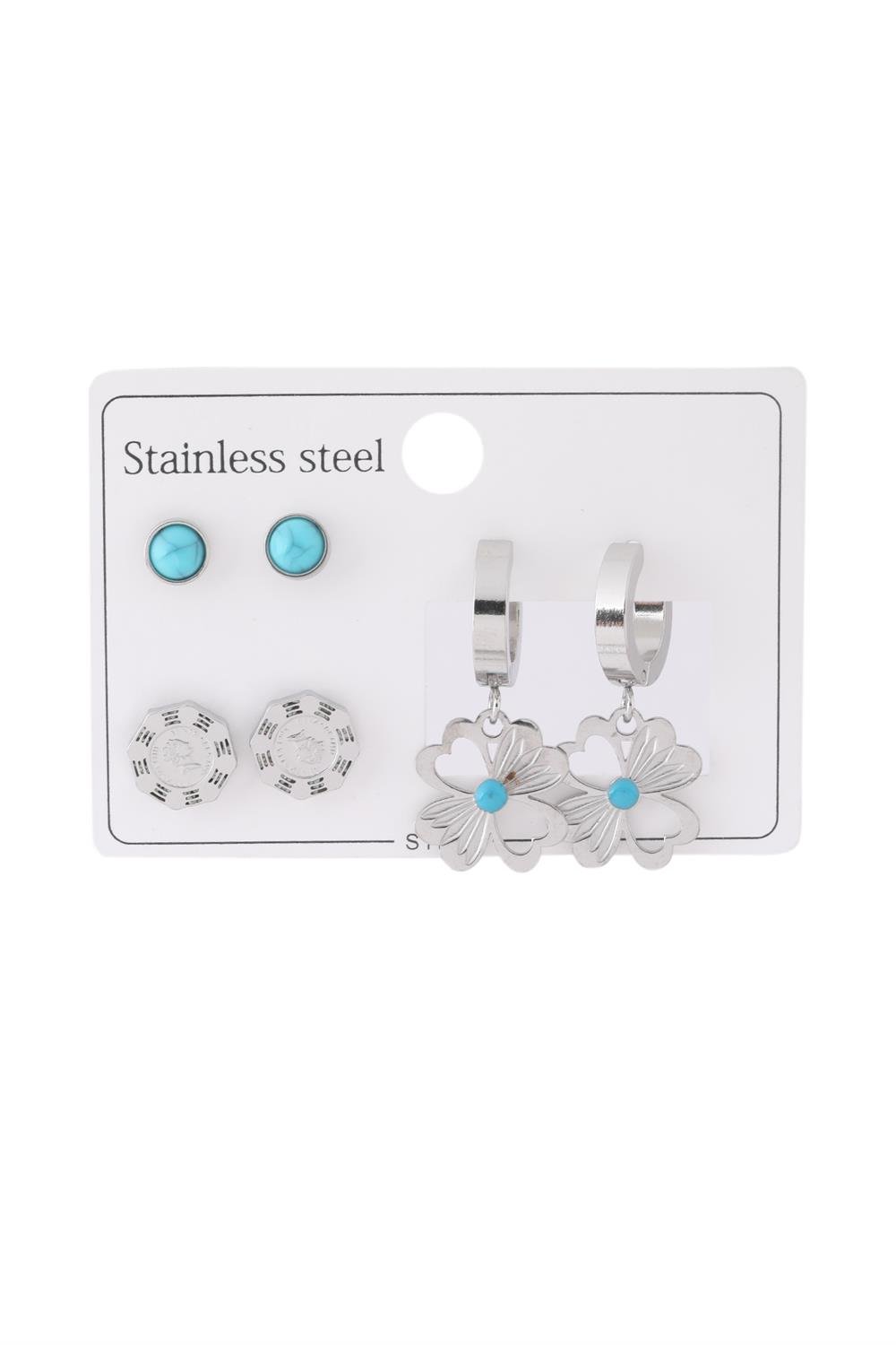 Çelik Set Küpe Silver