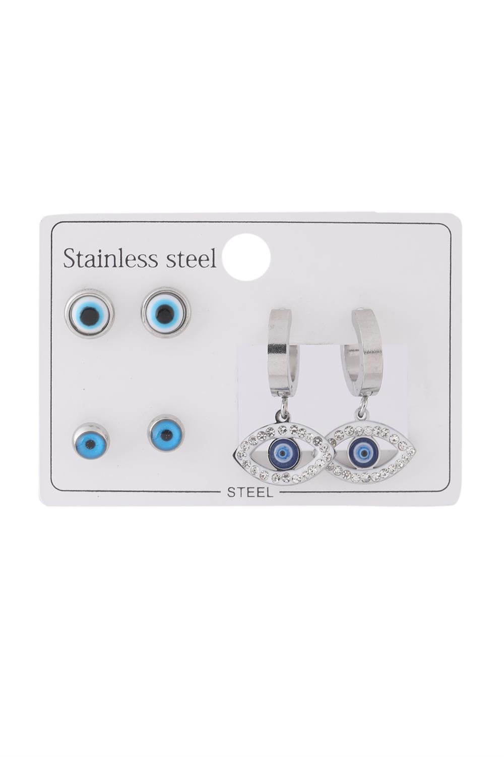 Çelik Set Küpe Silver