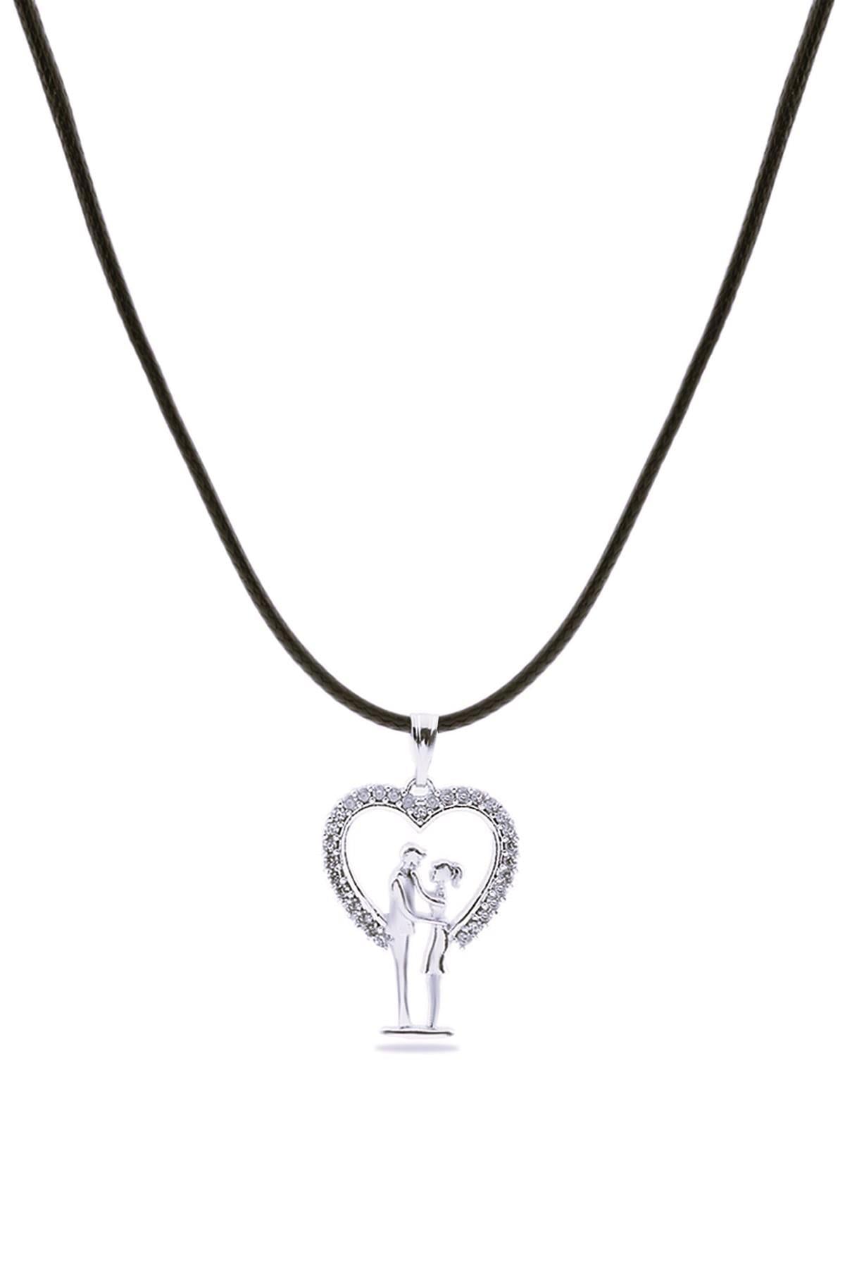 Çelik Sevgili Figür Kolye Silver 45cm