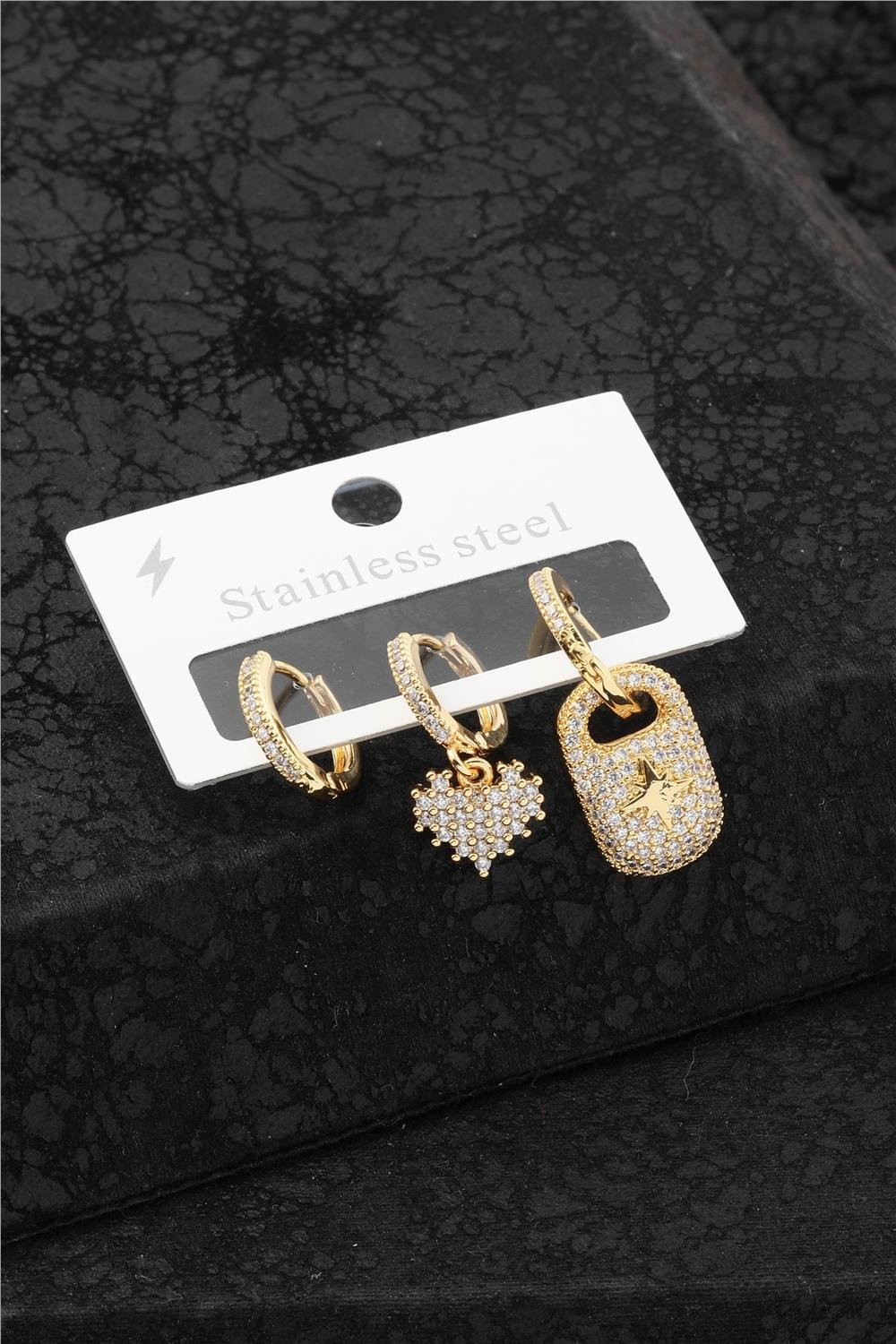 Çelik Üçlü Küpe