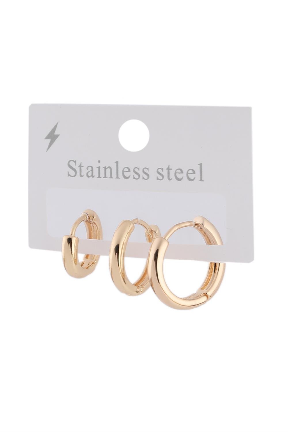 Çelik Üçlü Küpe Gold