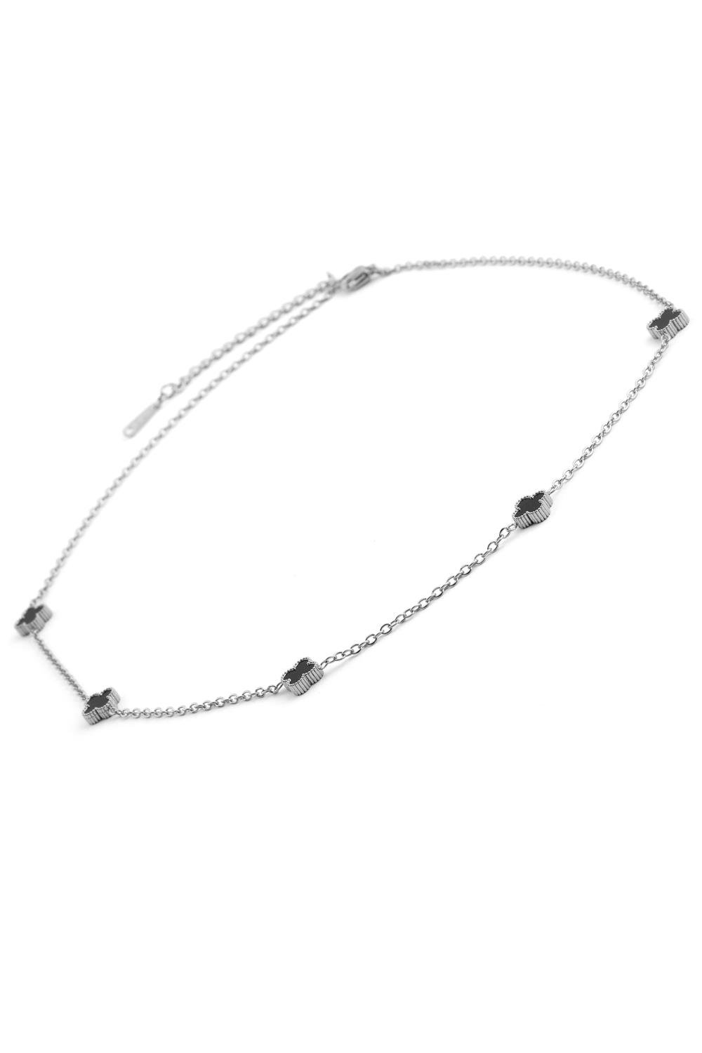 Çelik Yonca Kolye Silver