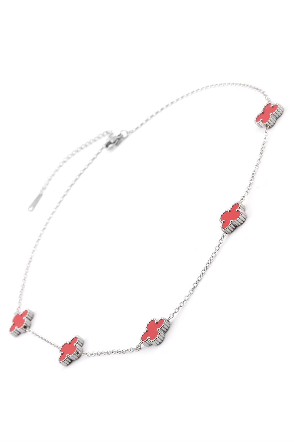 Çelik Yonca Kolye Silver