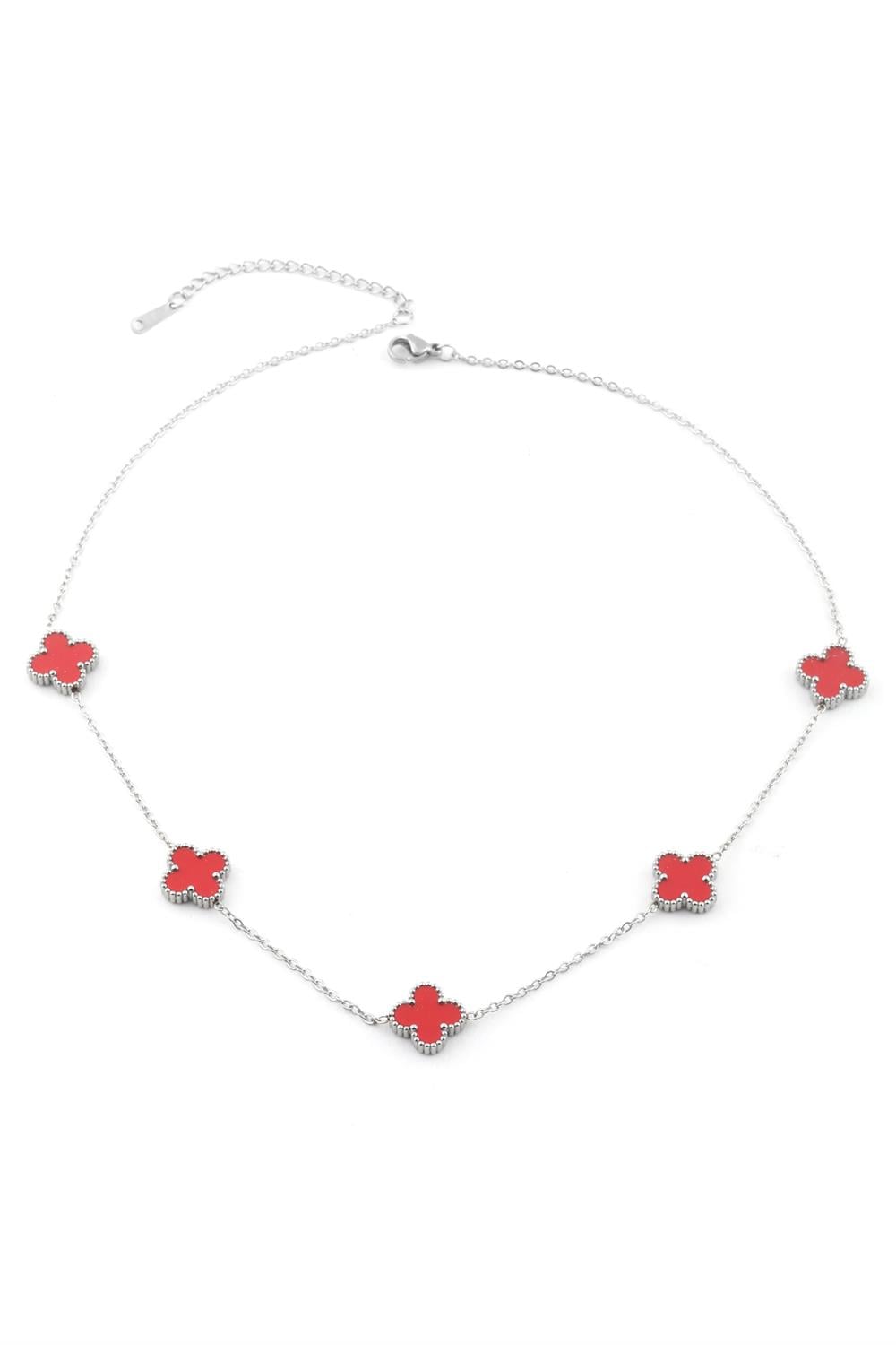 Çelik Yonca Kolye Silver