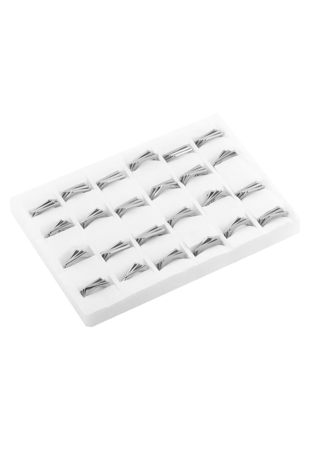 Çelik Yüzük Set Silver 24' lü