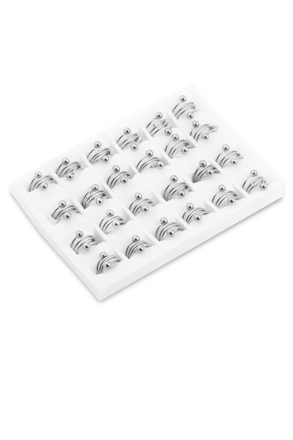 Çelik Yüzük Set Silver 24' lü