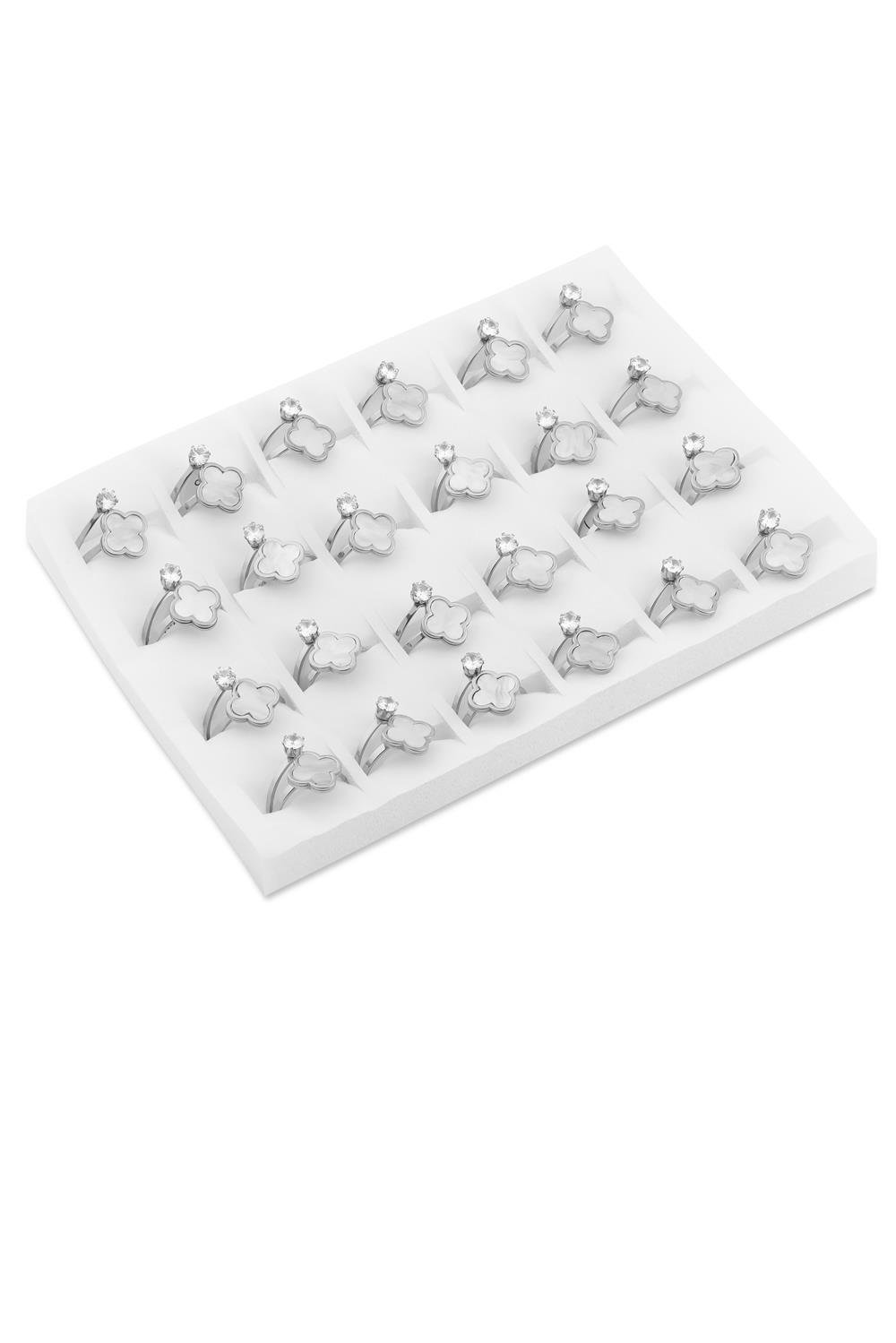 Çelik Yüzük Set Silver 24' lü