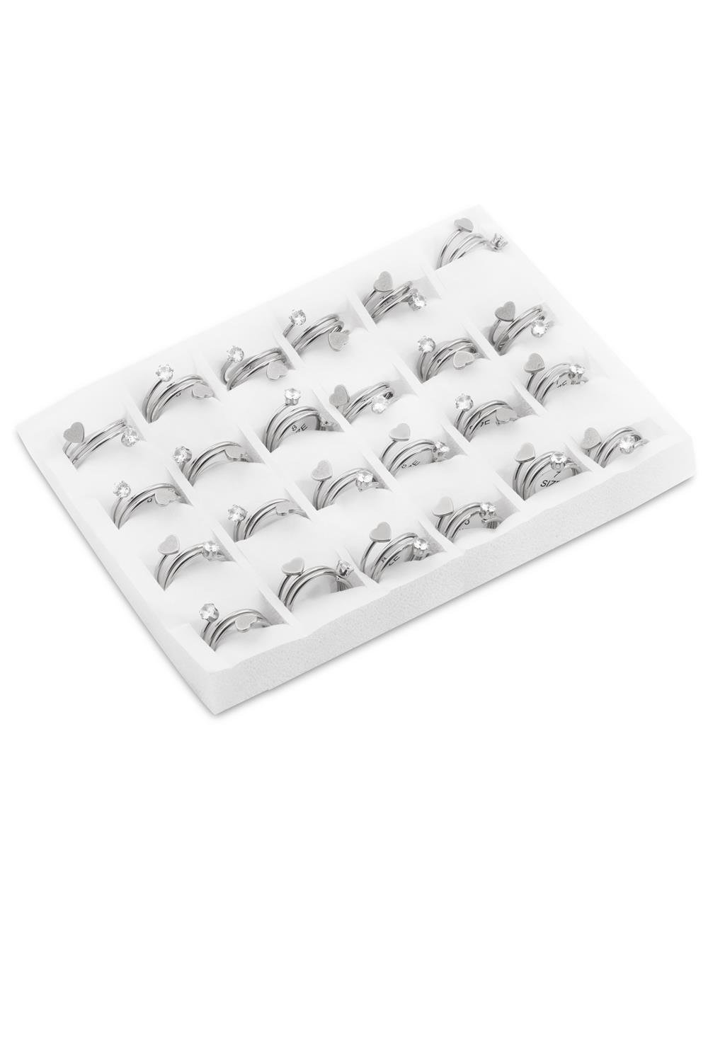 Çelik Yüzük Set Silver 24' lü