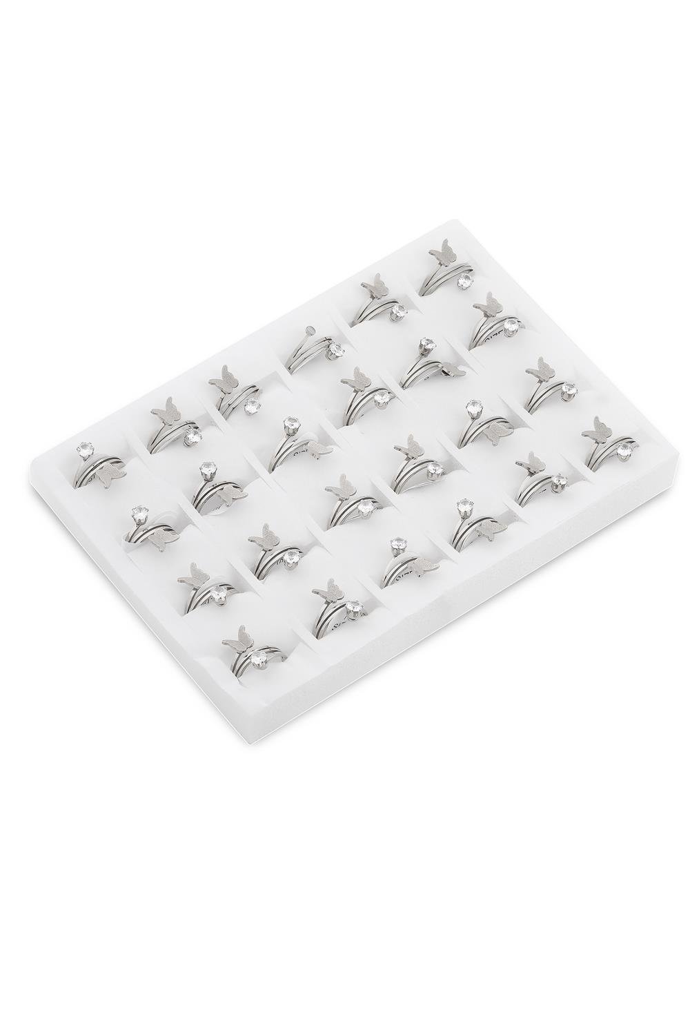 Çelik Yüzük Set Silver 24' lü