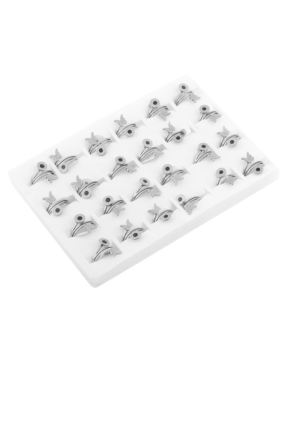 Çelik Yüzük Set Silver 24' lü