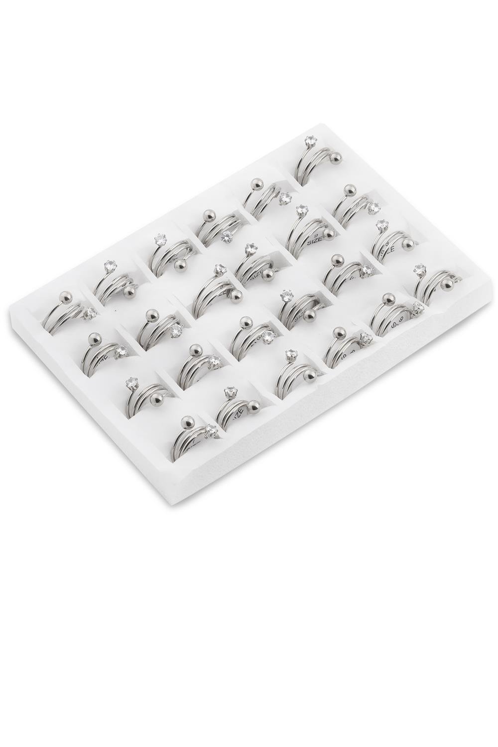 Çelik Yüzük Set Silver 24' lü