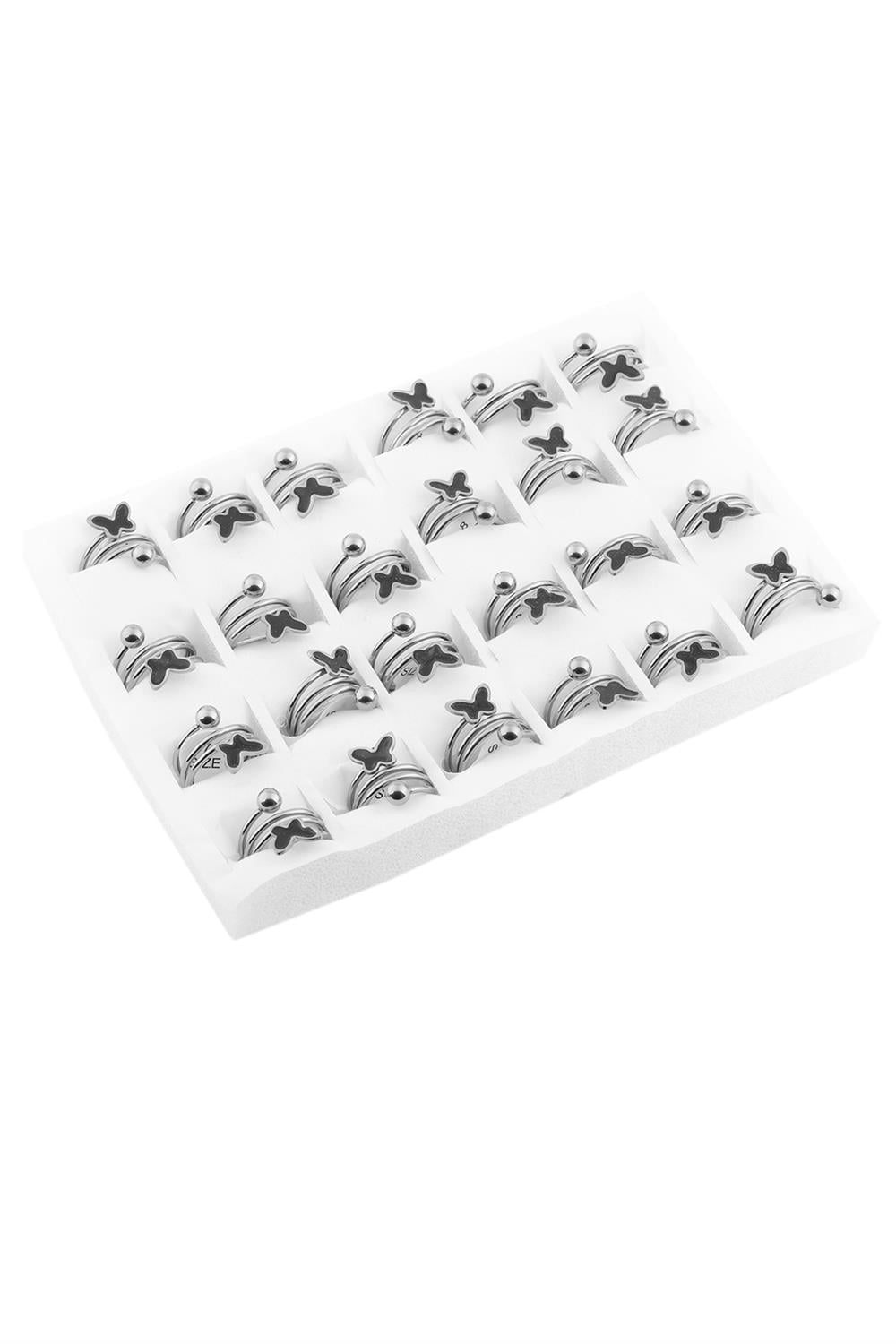 Çelik Yüzük Set Silver 24' lü