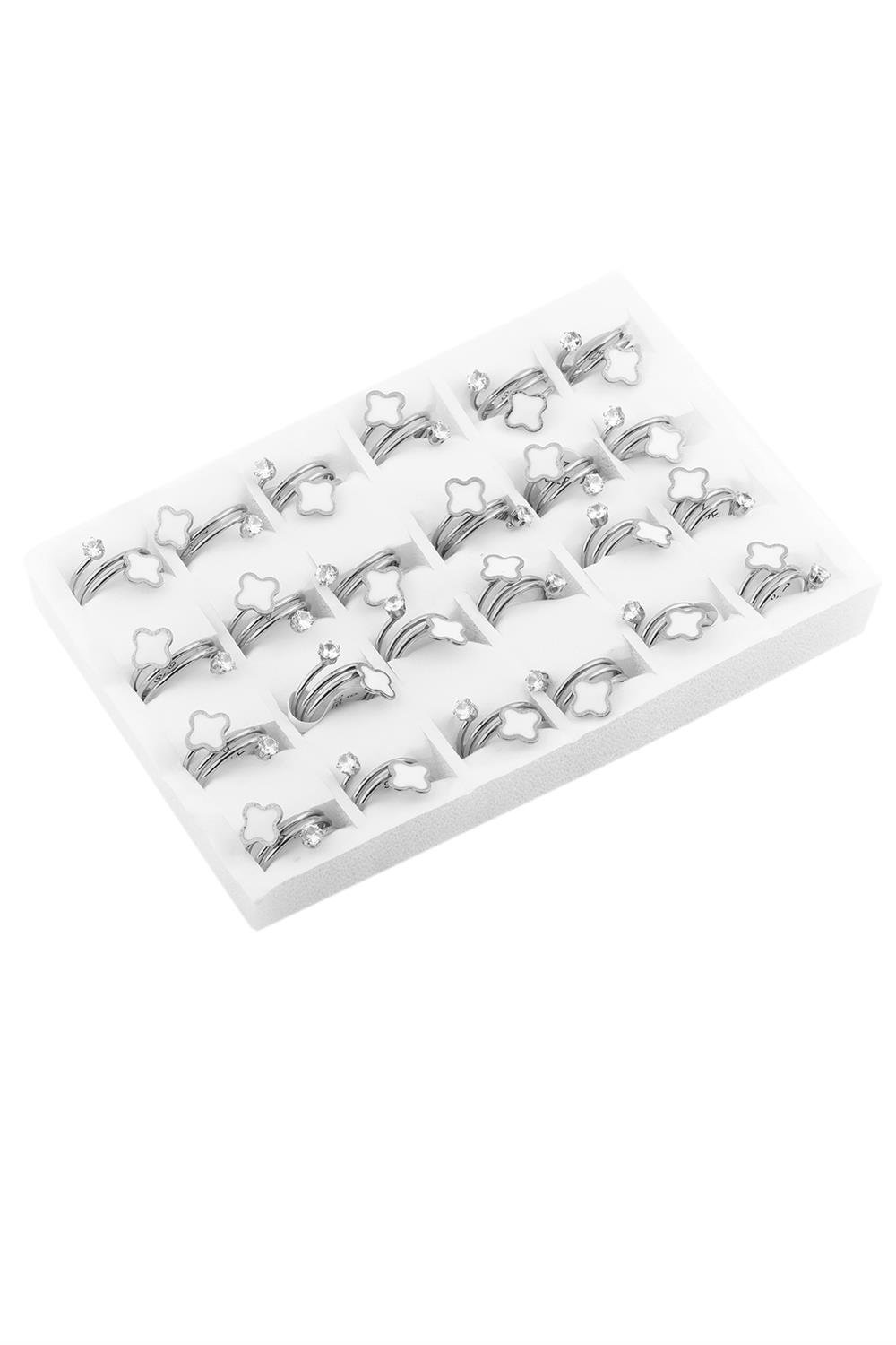Çelik Yüzük Set Silver 24' lü