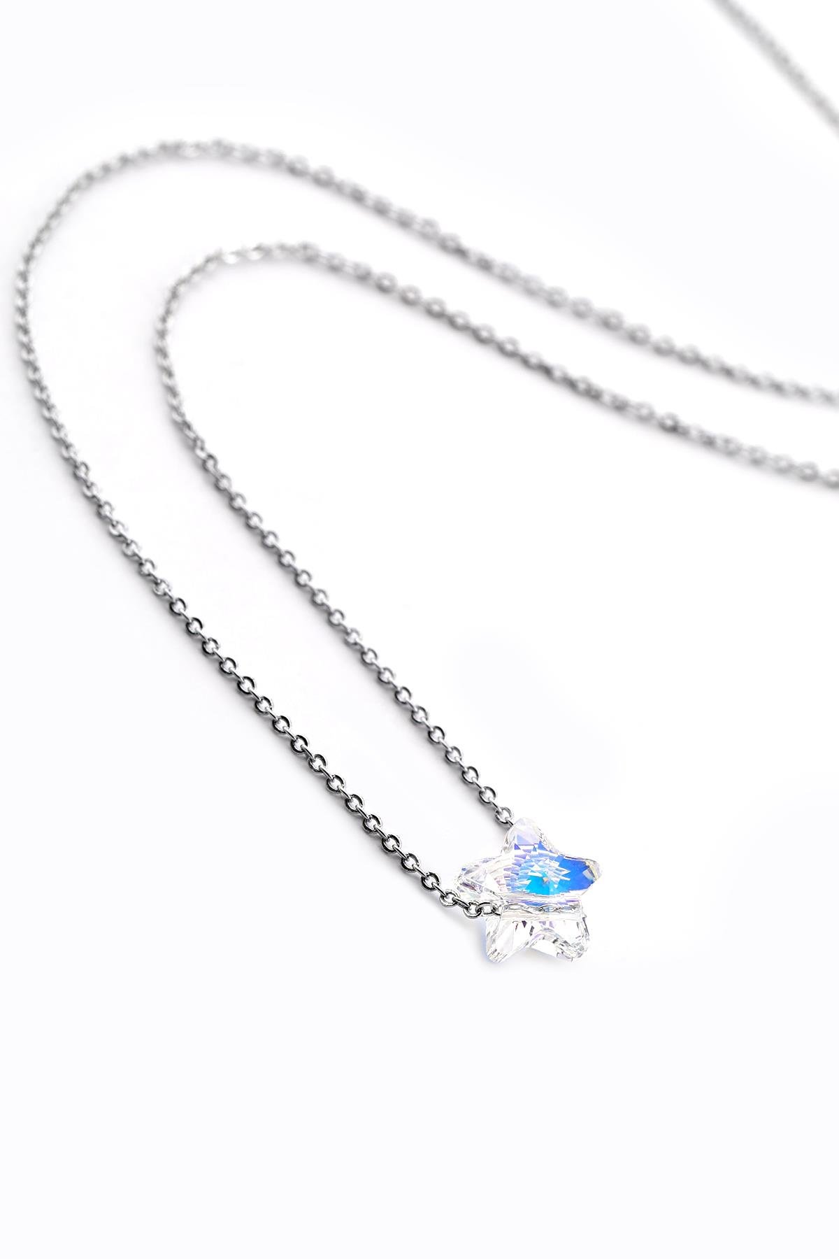 Çelik Zirkon Kolye Silver 45 cm