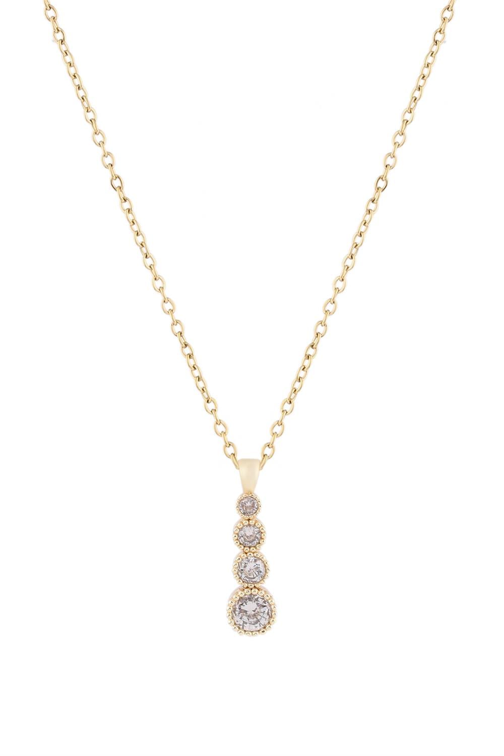 Dörtlü Su Yolu Gold Zirkon Kolye