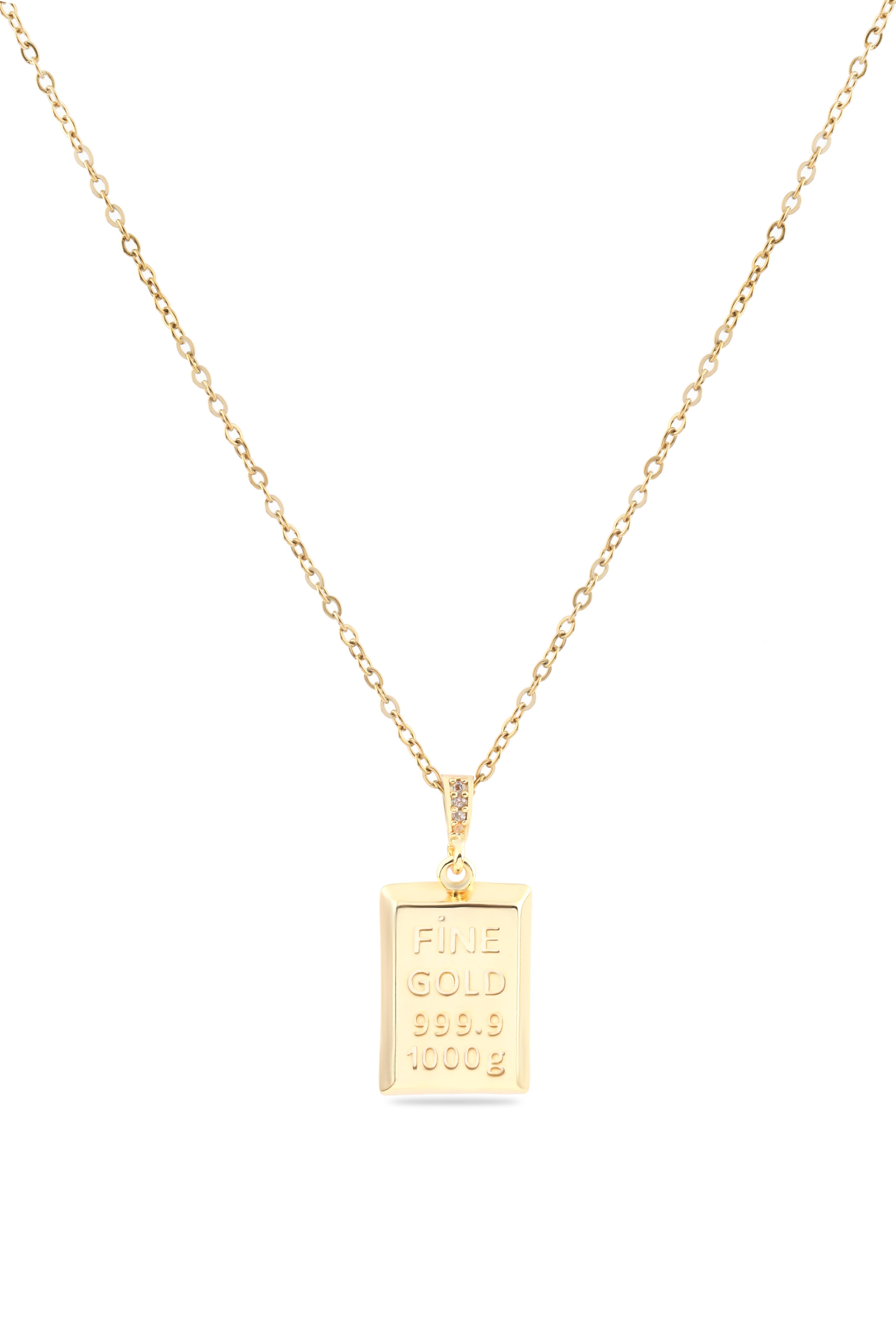 Külçe Çelik Kolye Gold 45 cm