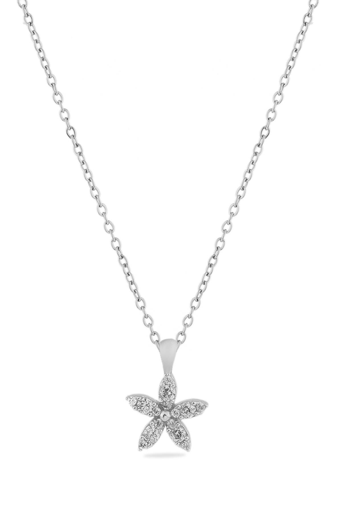 Lotus Zirkon Kolye Silver