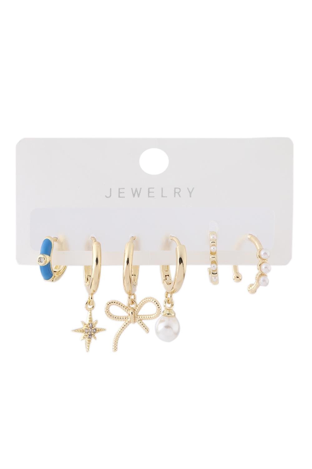 Vip Altılı Set Küpe Gold