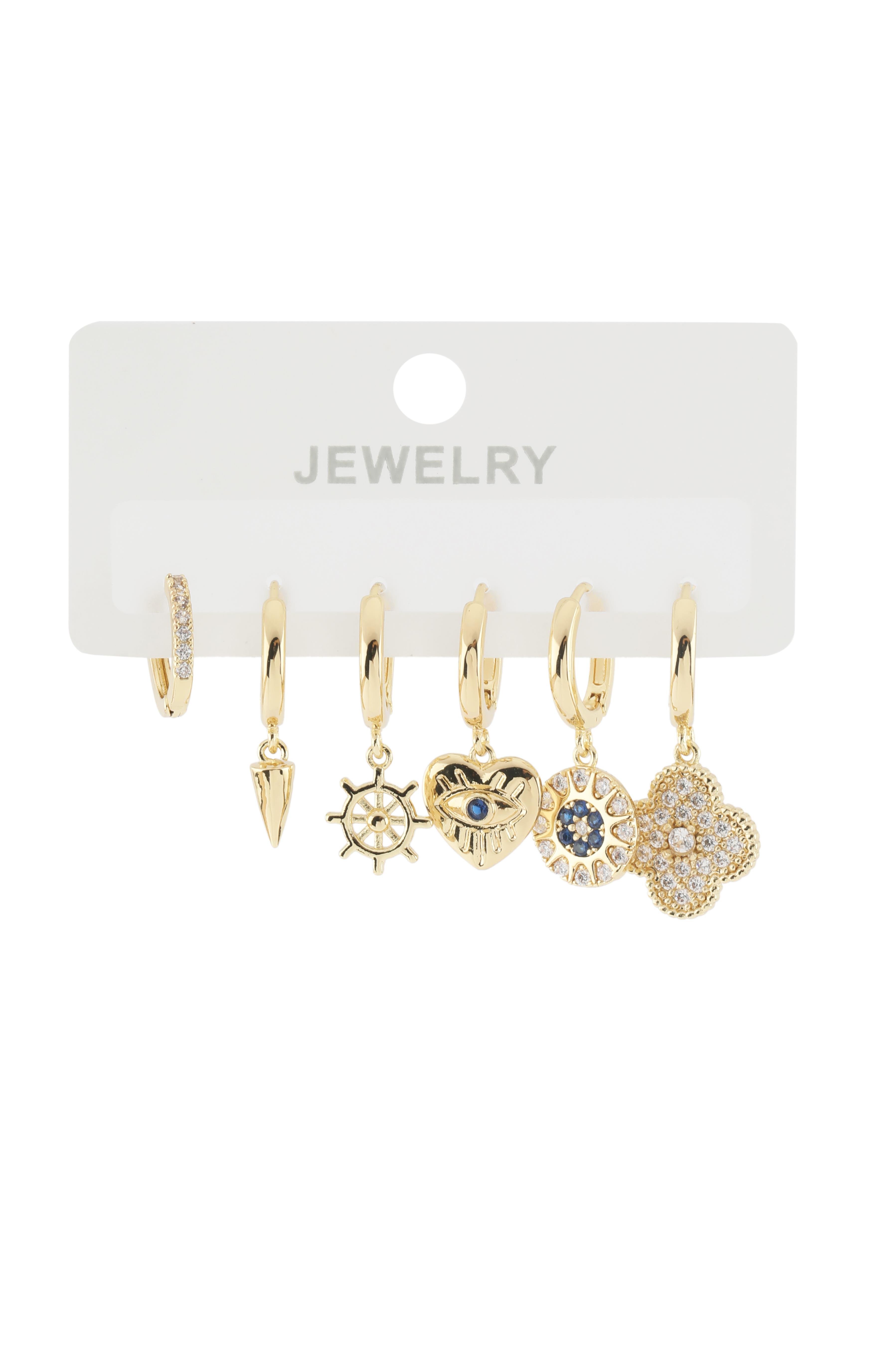 Vip Altılı Set Küpe Gold