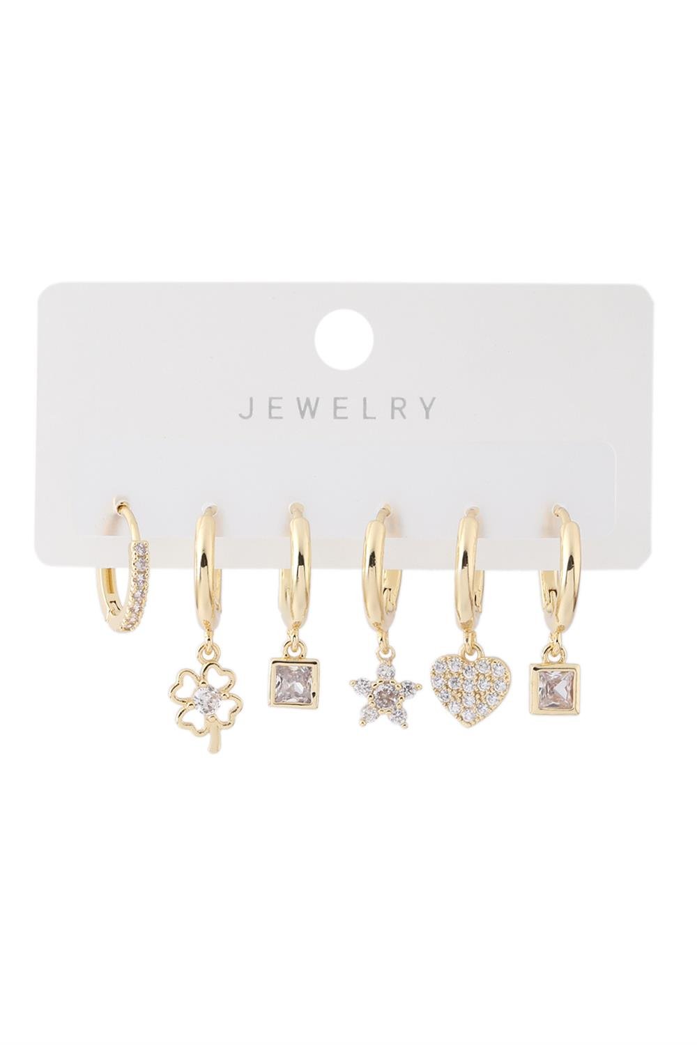 Vip Altılı Set Küpe Gold