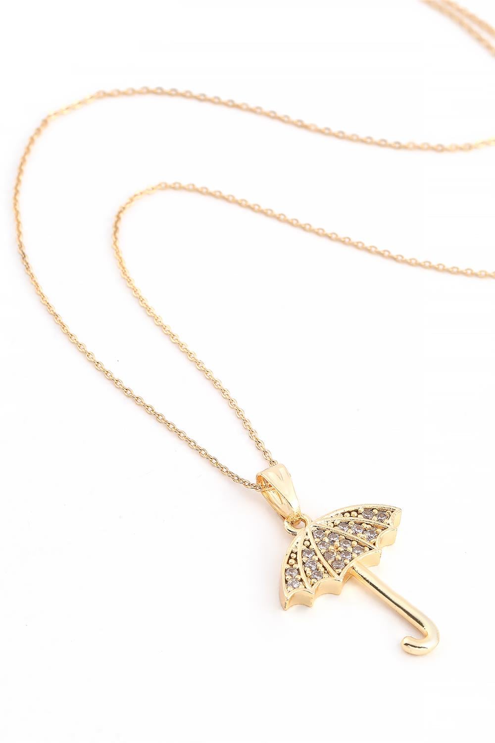 Zirkon Kolye Gold 45 cm