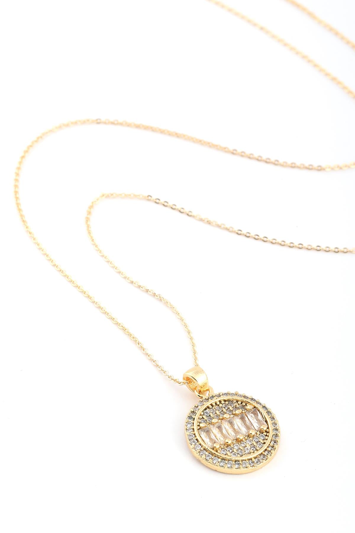 Zirkon Kolye Gold 45cm