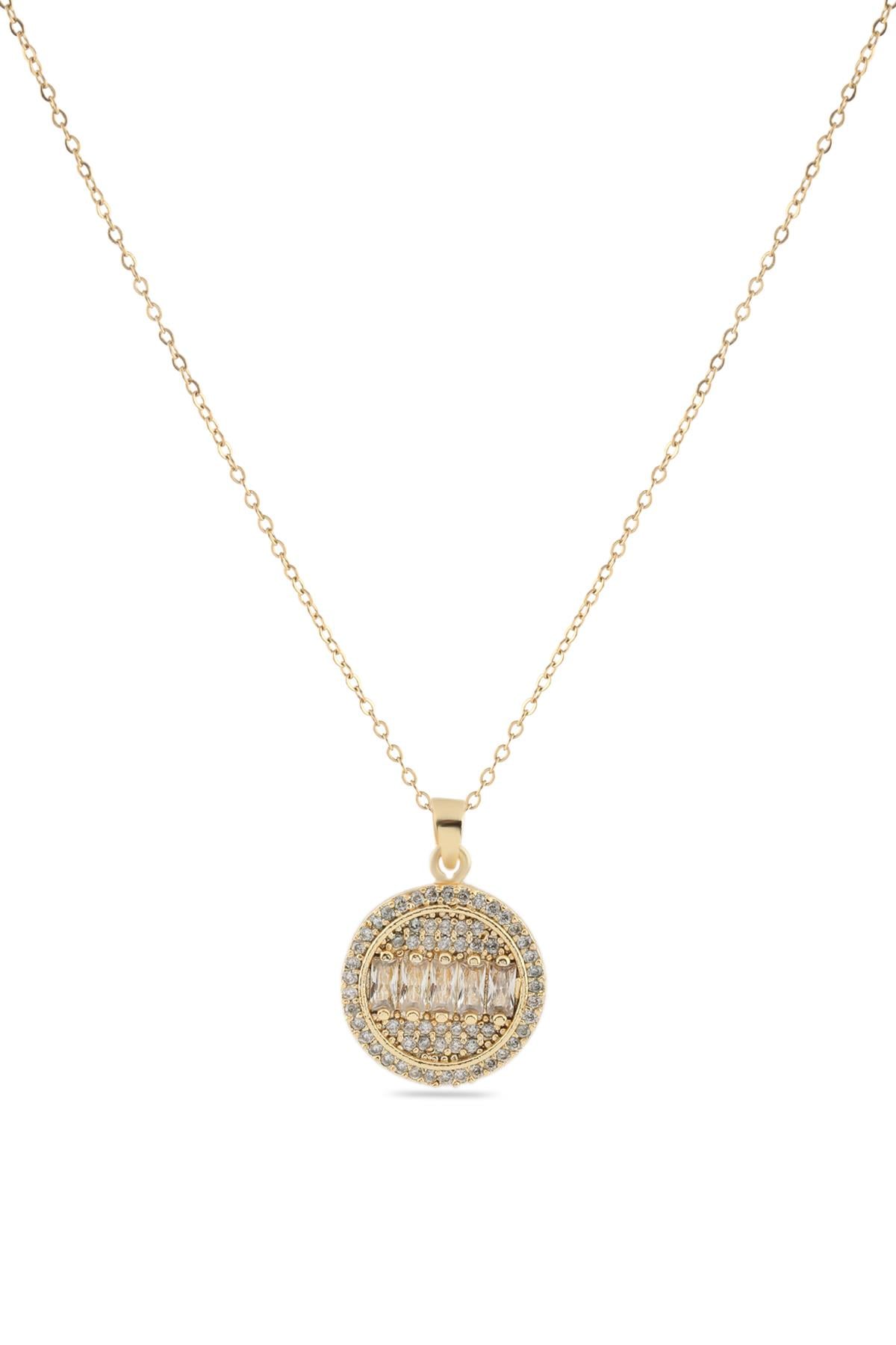 Zirkon Kolye Gold 45cm