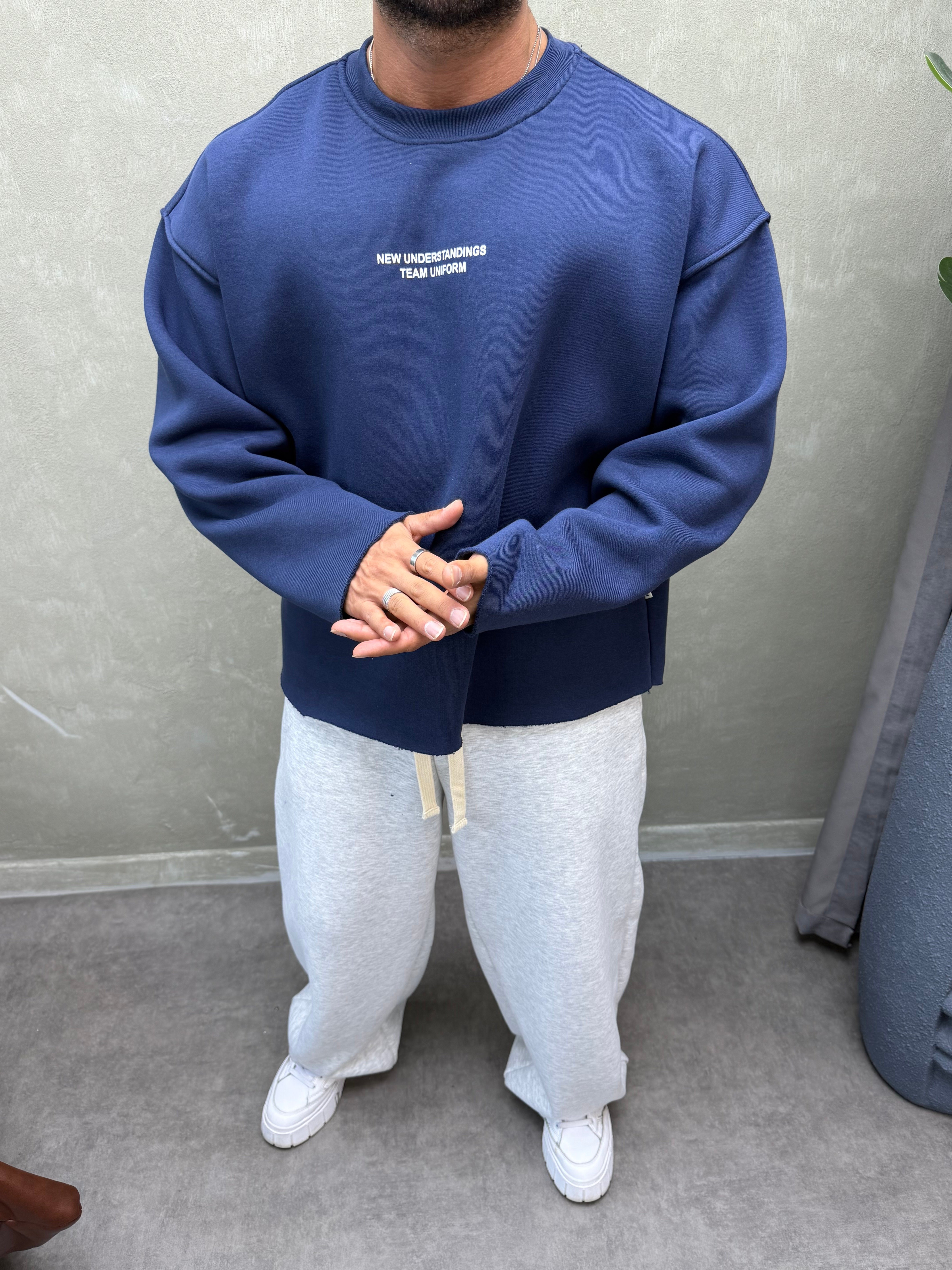 BOXY KALIP BELİVE SIRT DETAYLI SWEAT LACİVERT