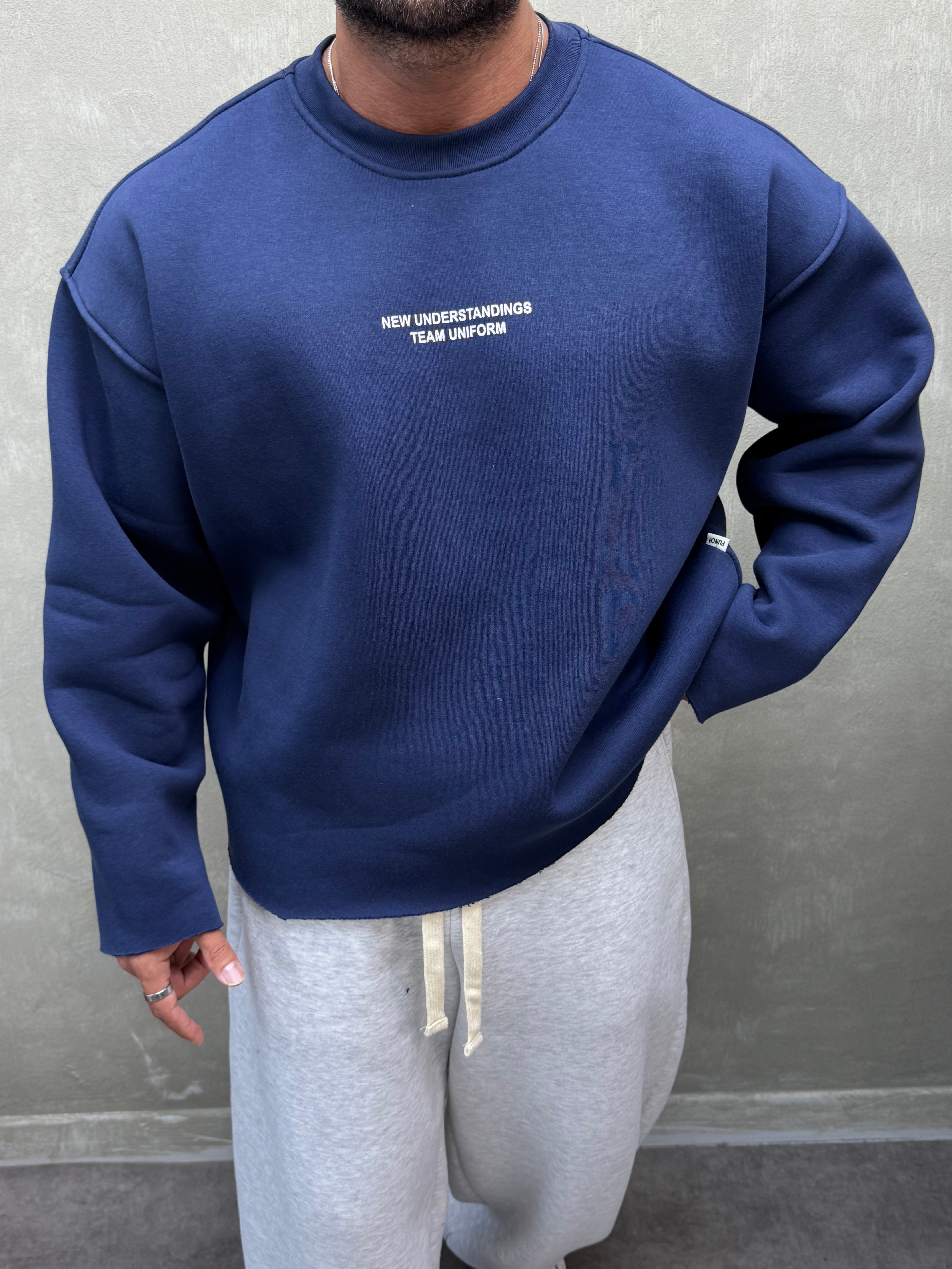 BOXY KALIP BELİVE SIRT DETAYLI SWEAT LACİVERT