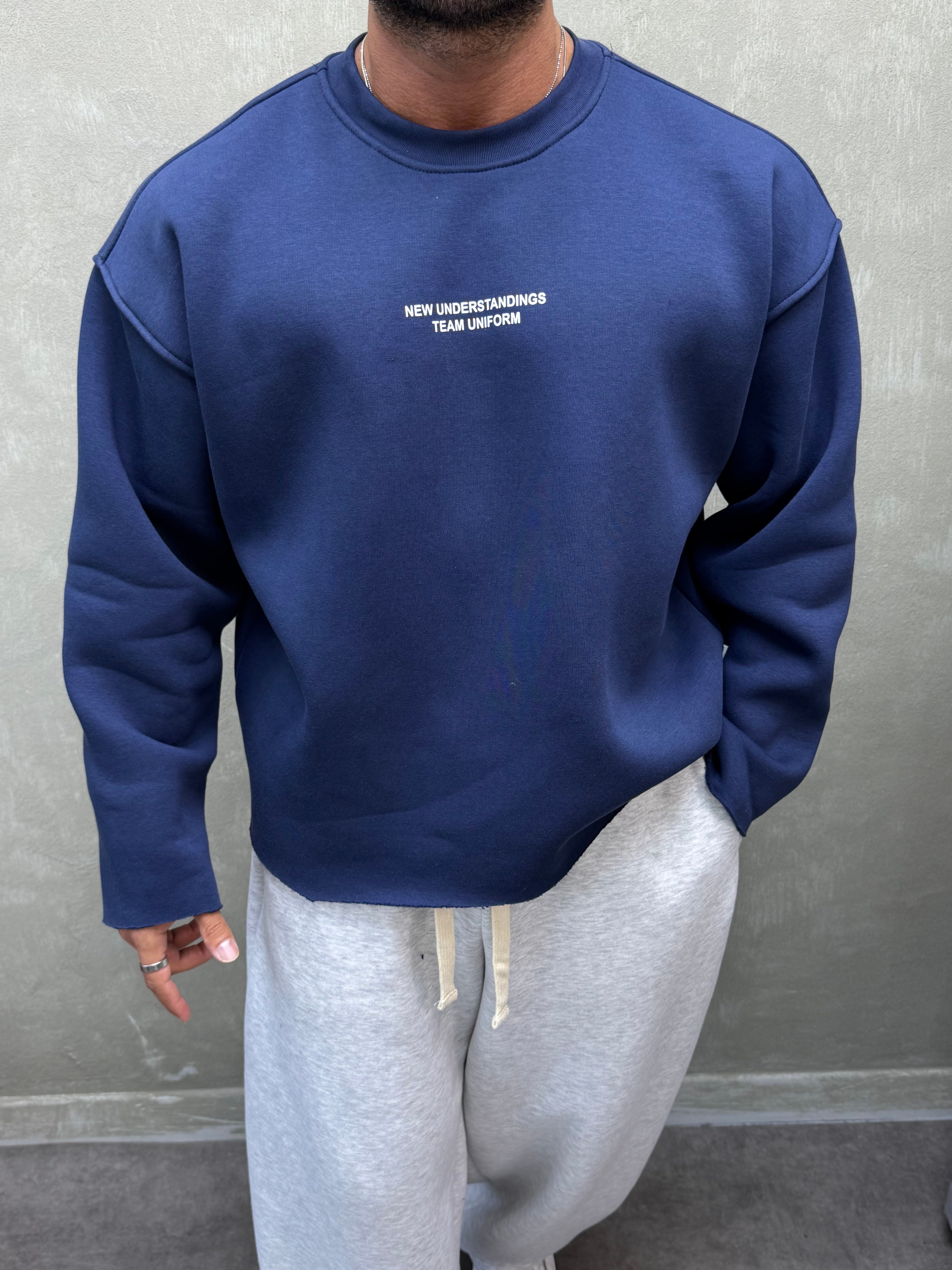 BOXY KALIP BELİVE SIRT DETAYLI SWEAT LACİVERT