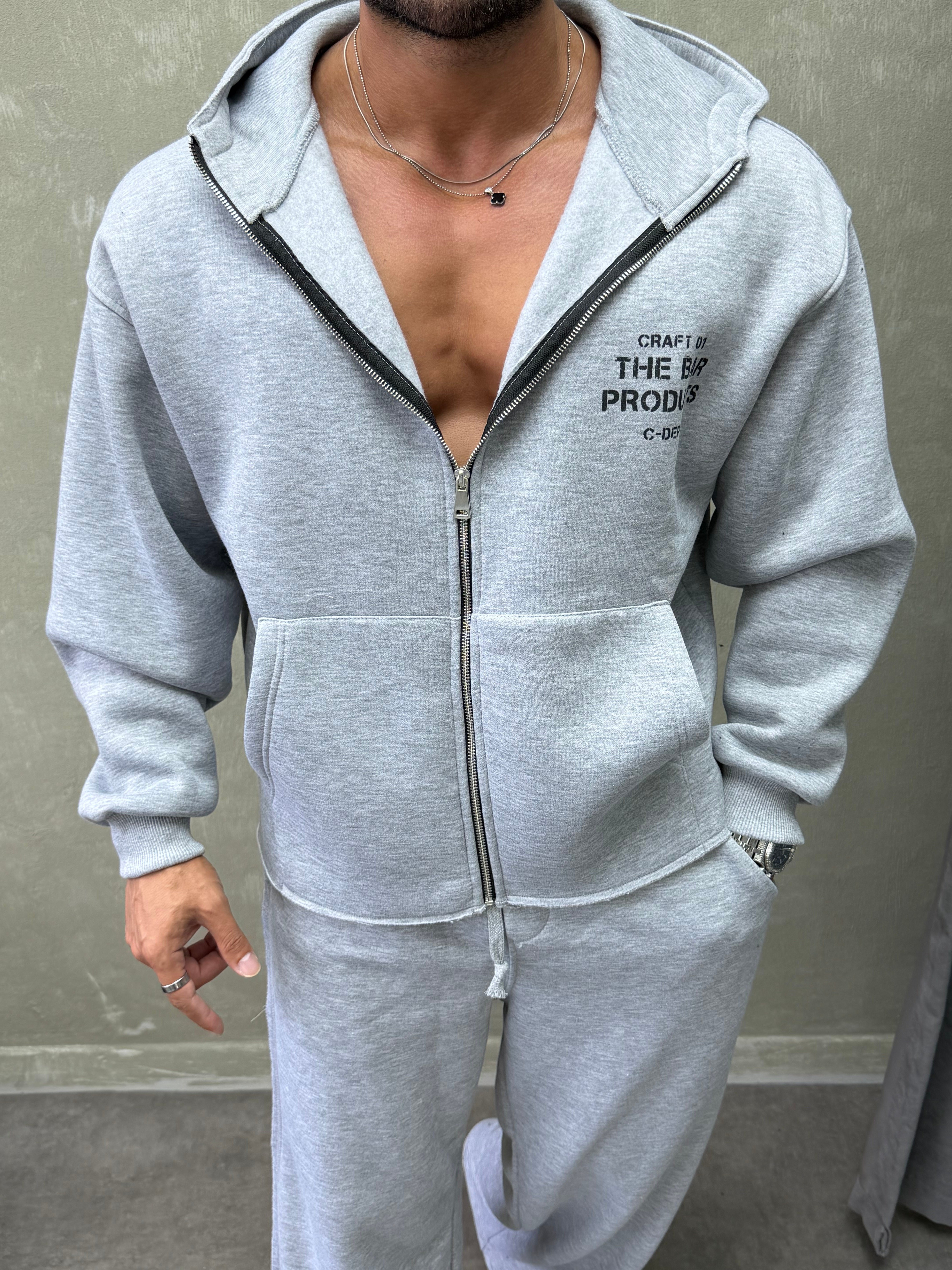 BOXY KALIP OVERSIZE KAPŞONLU SWEAT GRİ