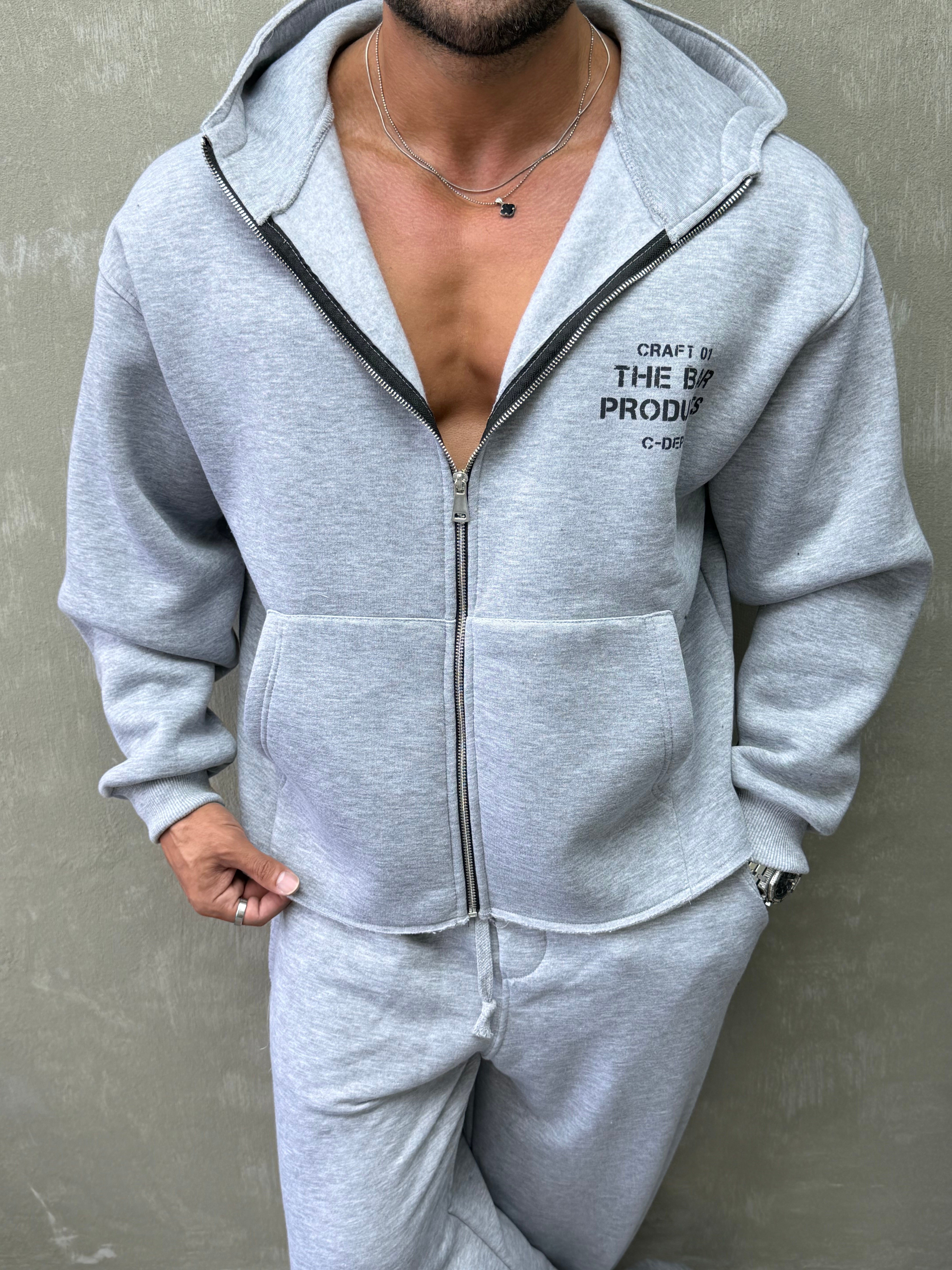 BOXY KALIP OVERSIZE KAPŞONLU SWEAT GRİ
