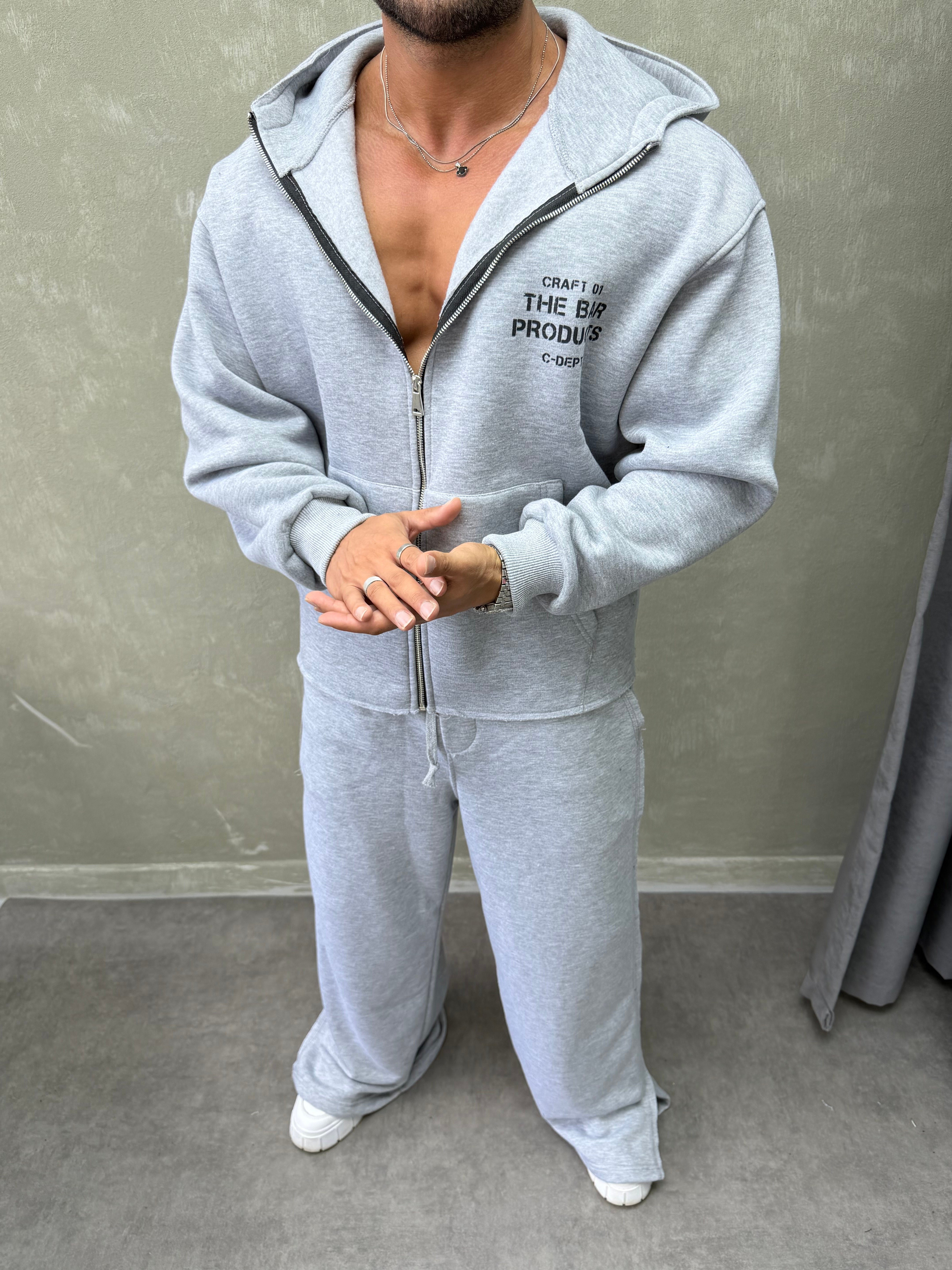 BOXY KALIP OVERSIZE KAPŞONLU SWEAT GRİ