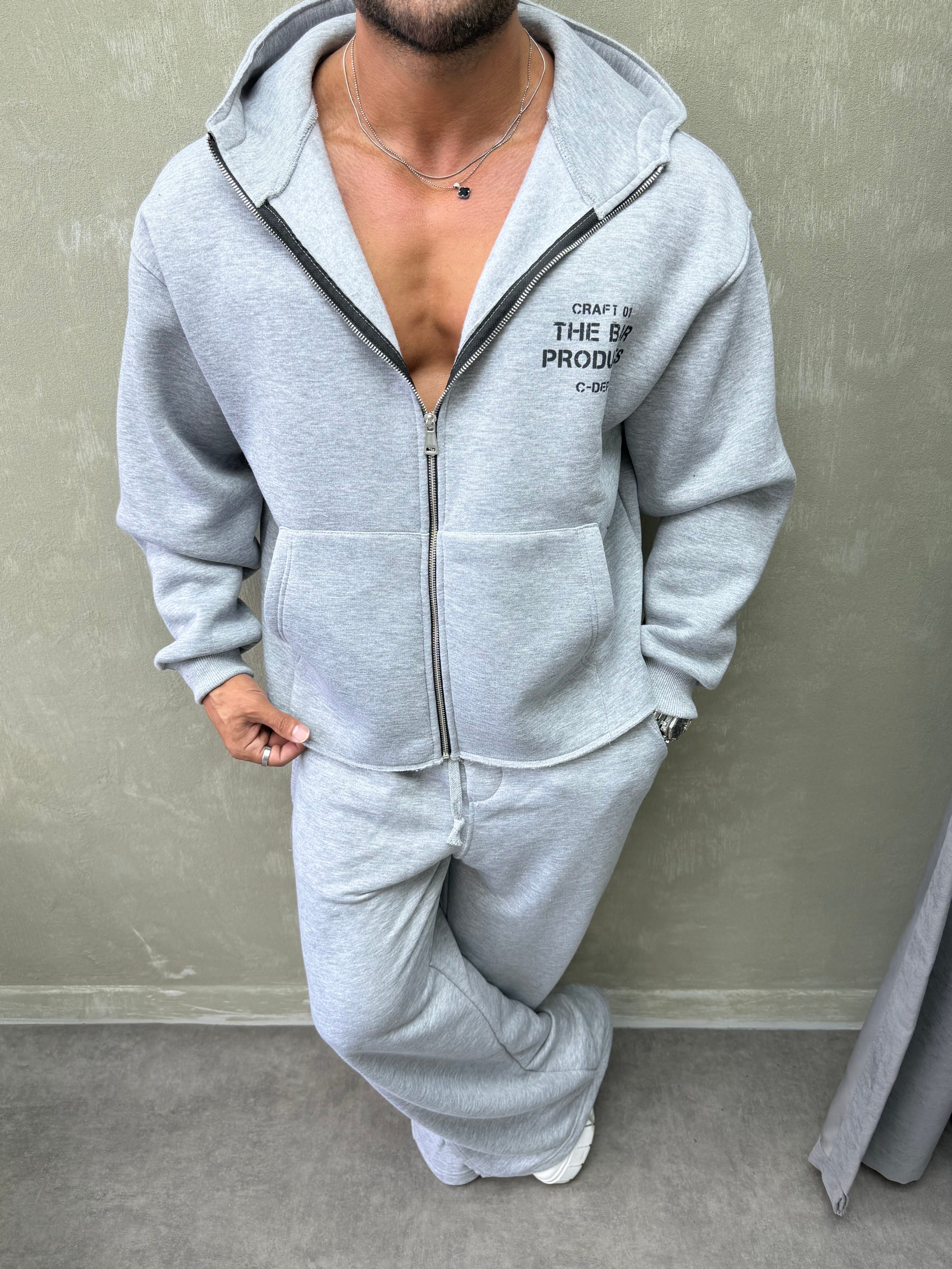 BOXY KALIP OVERSIZE KAPŞONLU SWEAT GRİ