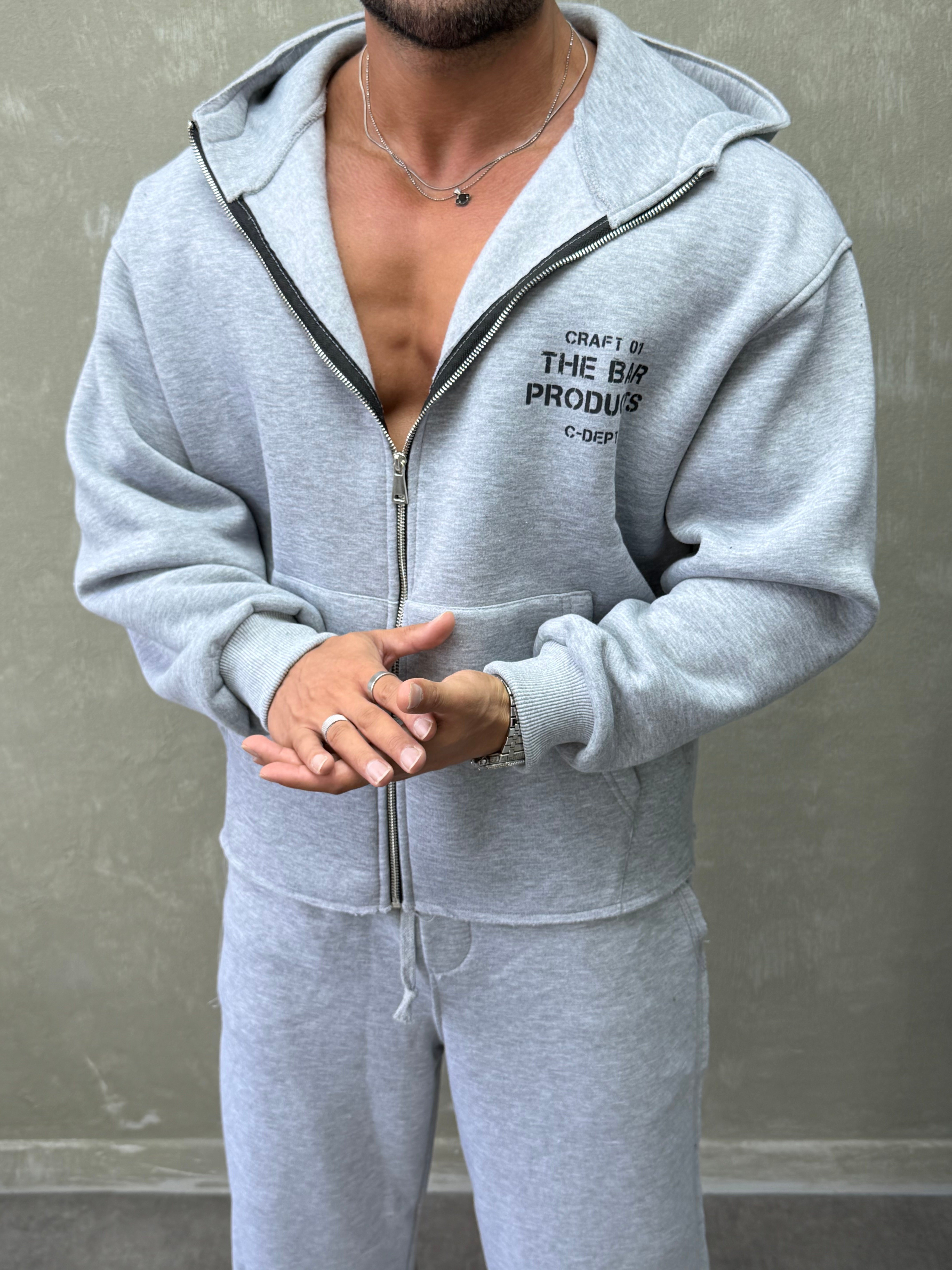 BOXY KALIP OVERSIZE KAPŞONLU SWEAT GRİ
