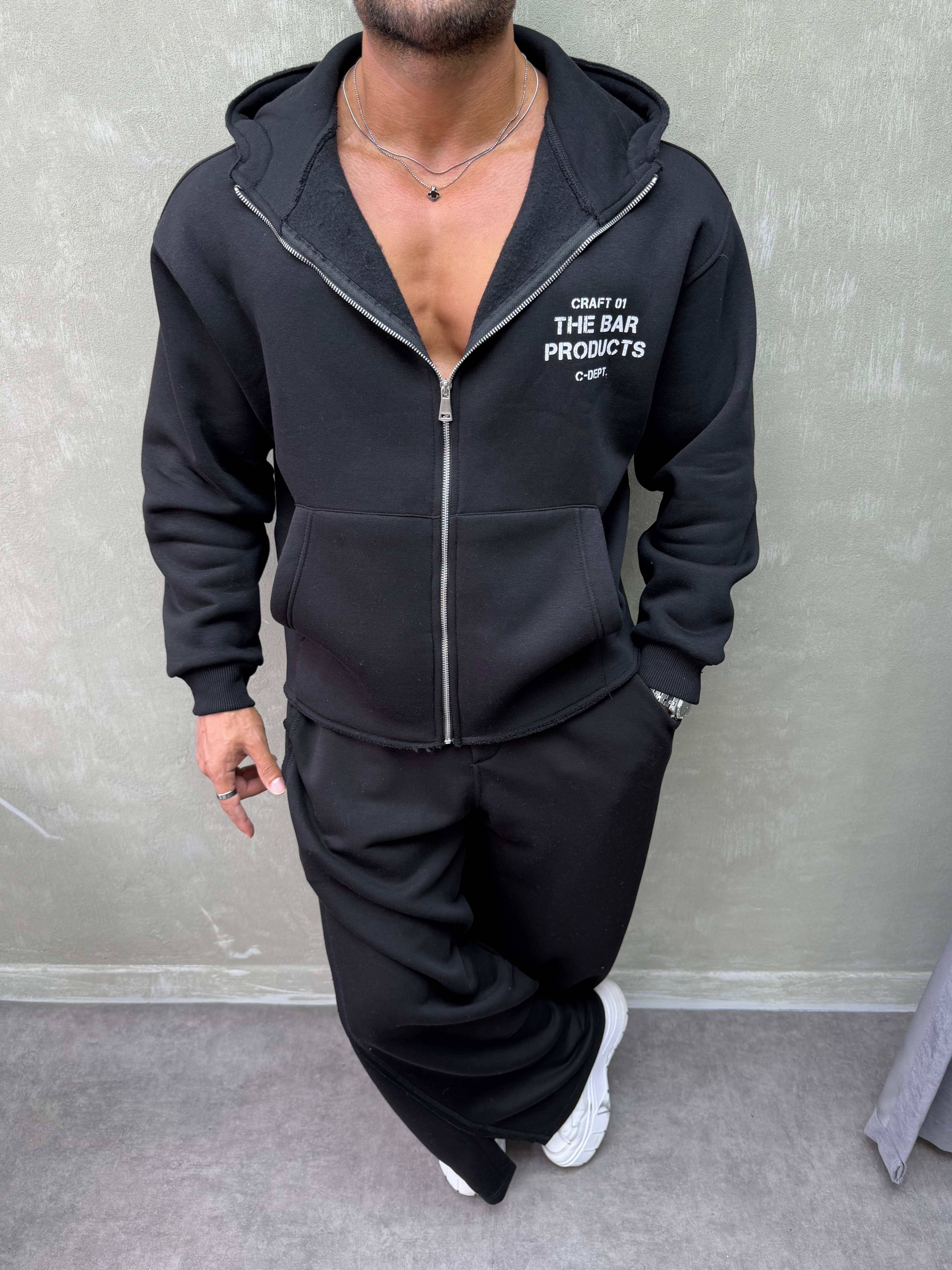 BOXY KALIP OVERSIZE KAPŞONLU SWEAT SİYAH