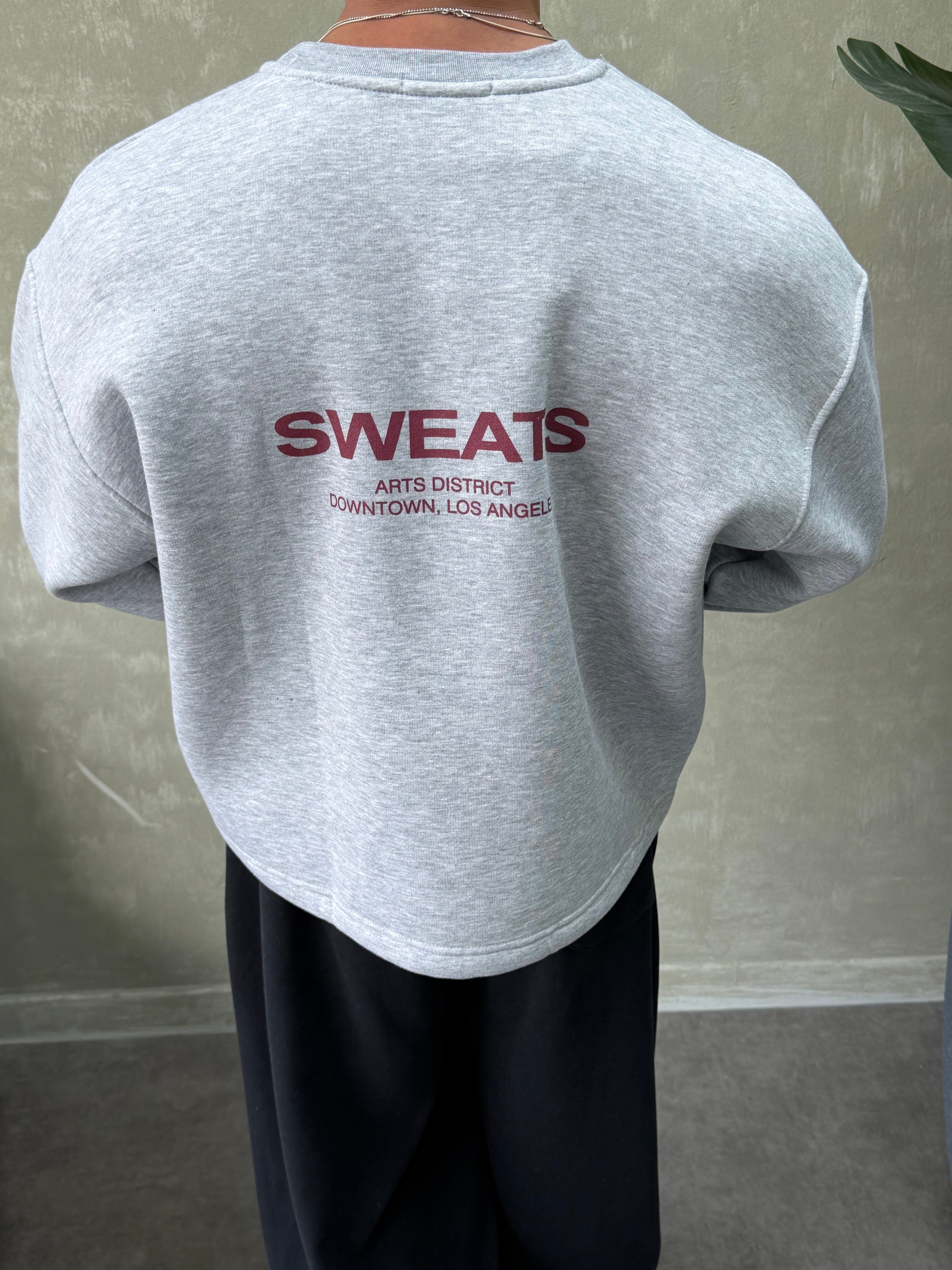 BOXY KALIP OVERSIZE SIRT BASKILI SWEAT GRİ