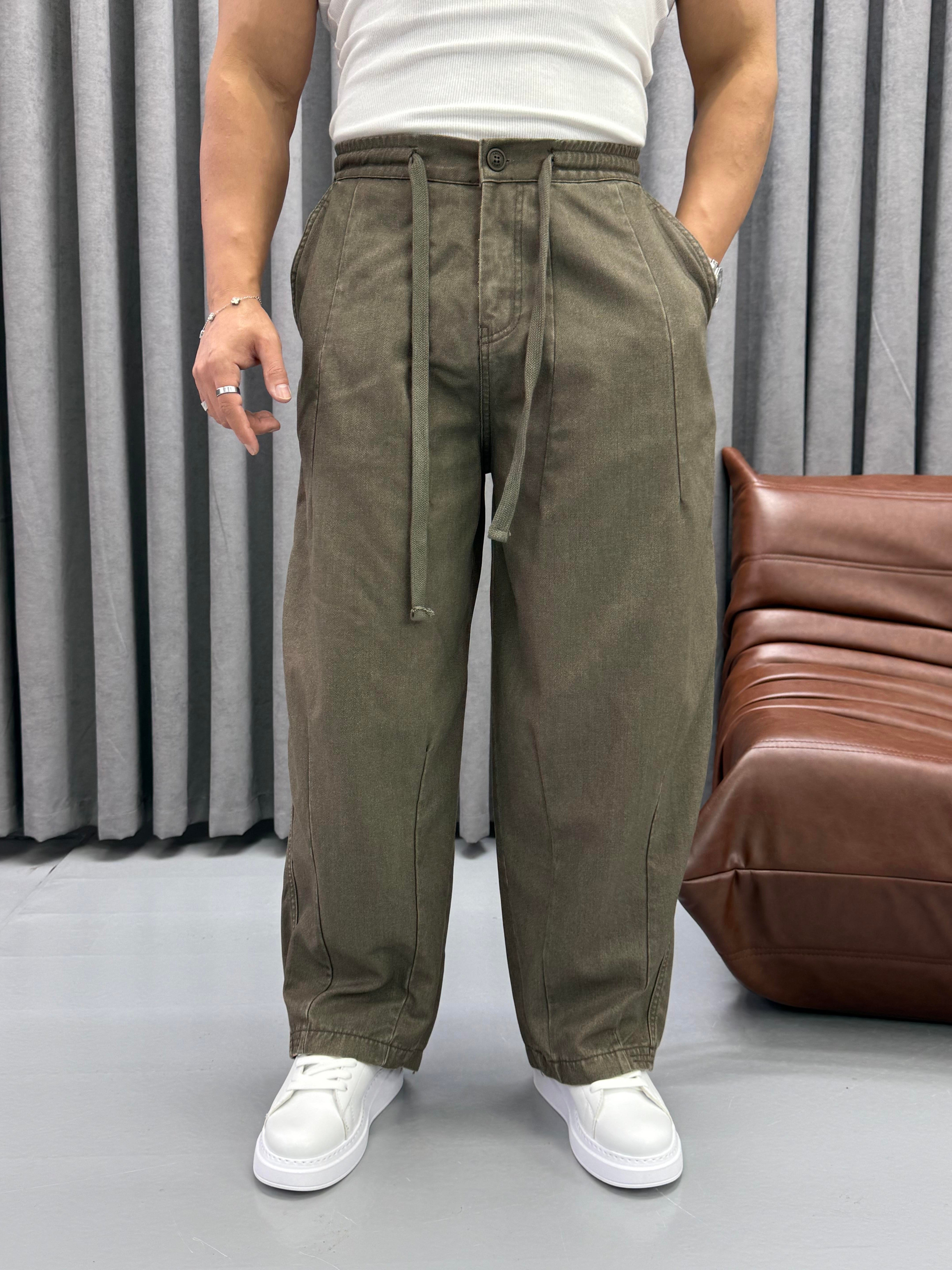 GABARDİN KUMAŞ SÜPER BAGGY HAKİ