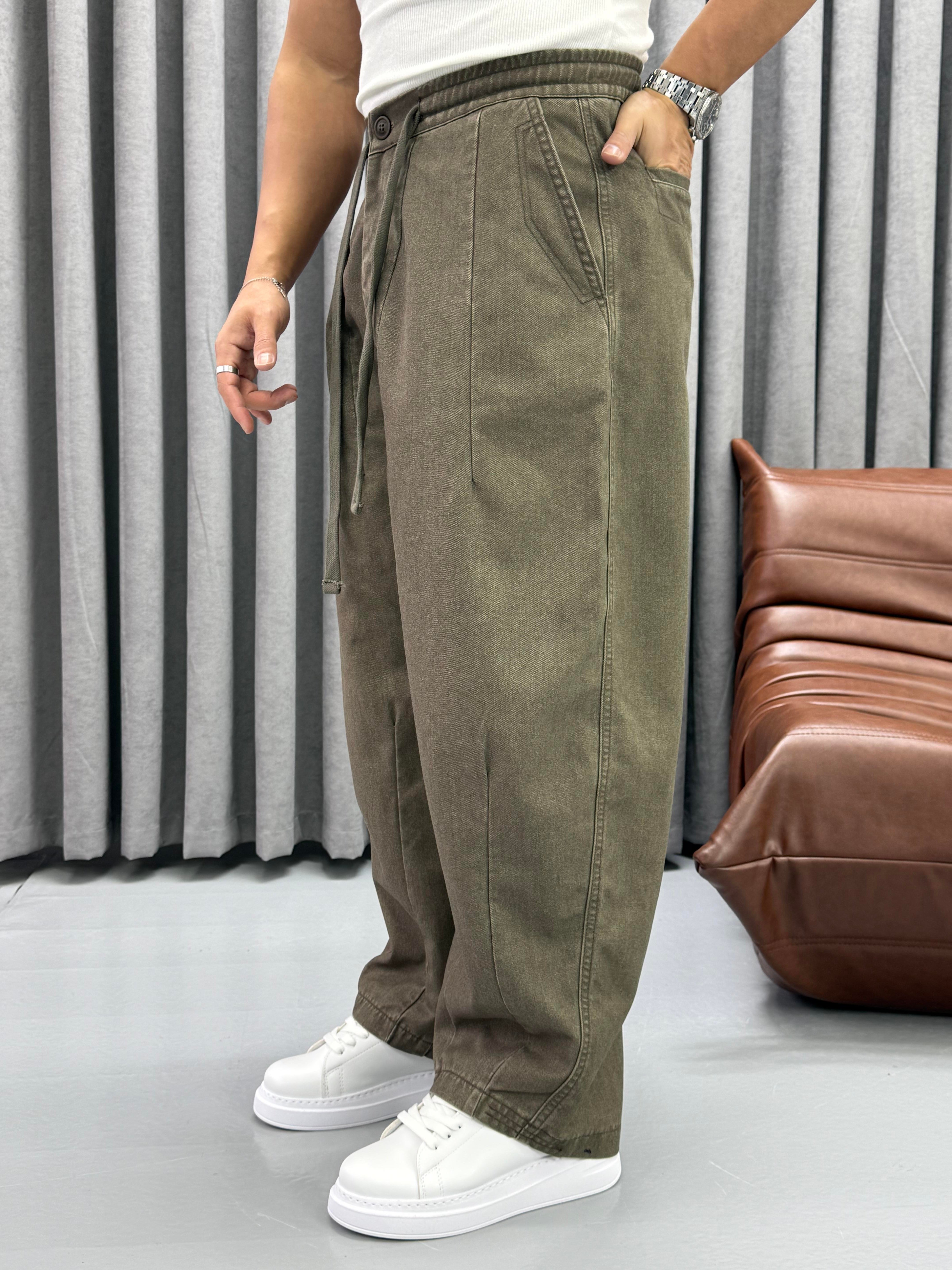 GABARDİN KUMAŞ SÜPER BAGGY HAKİ