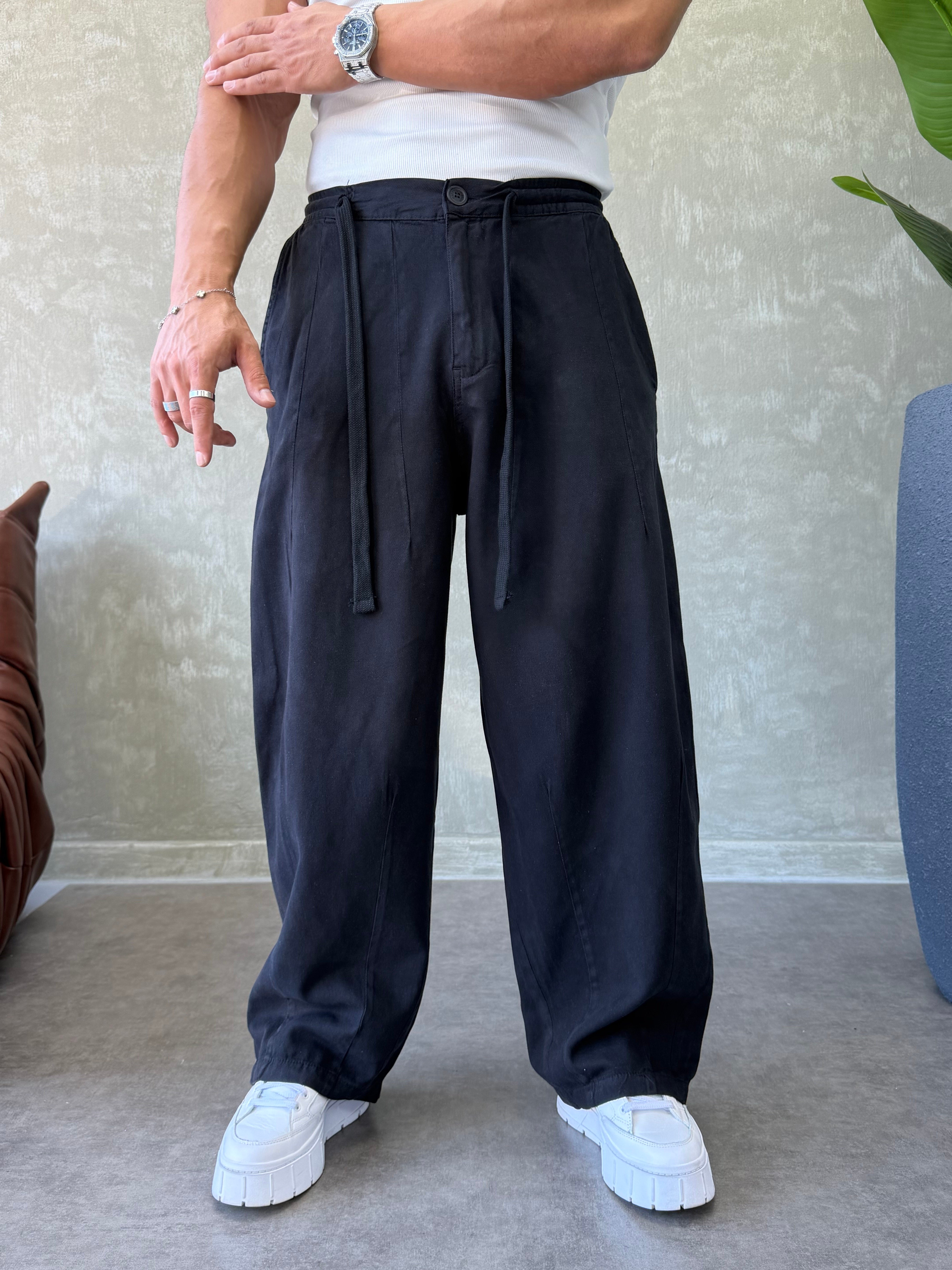 GABARDİN KUMAŞ SÜPER BAGGY SİYAH