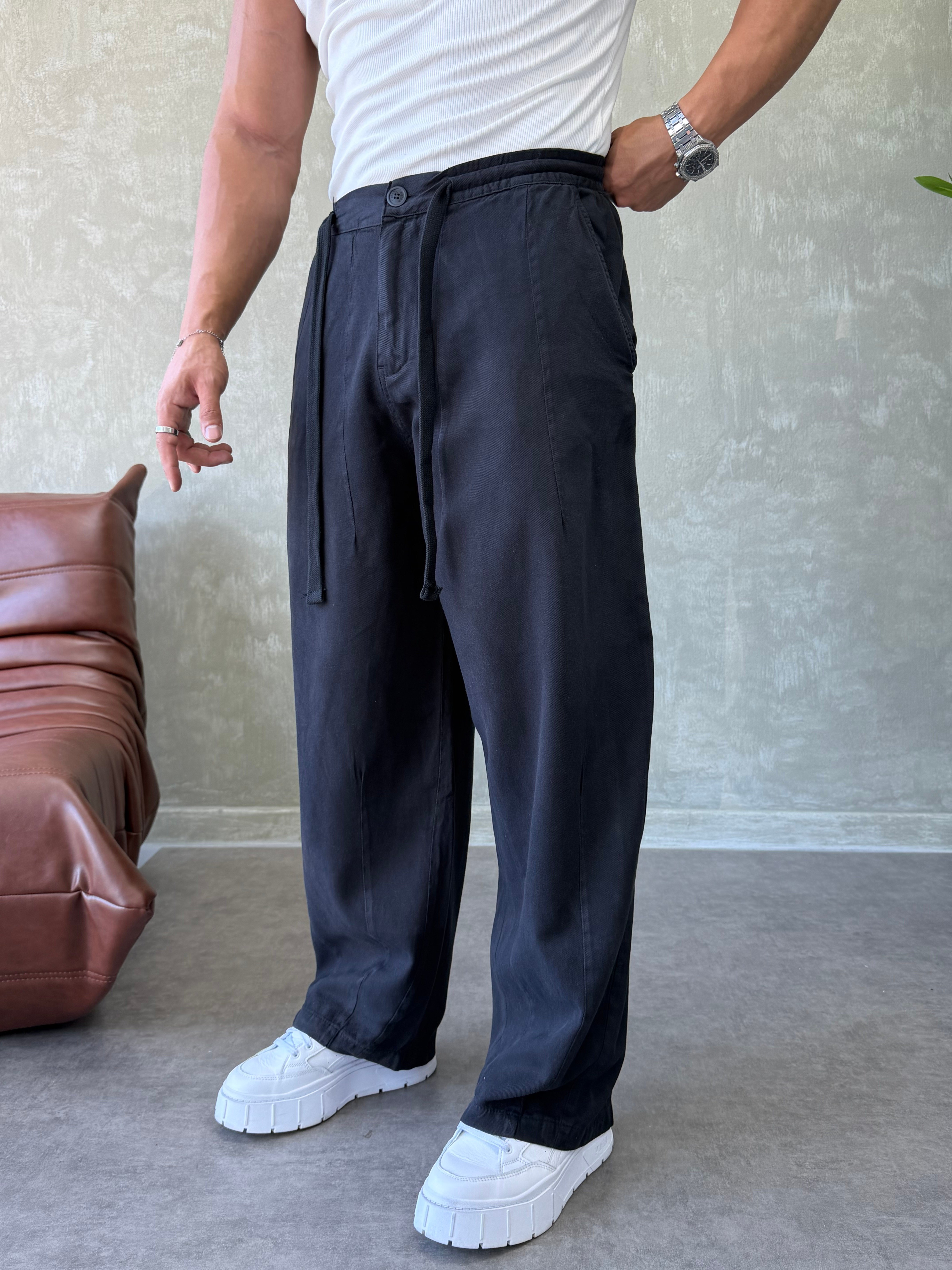 GABARDİN KUMAŞ SÜPER BAGGY SİYAH