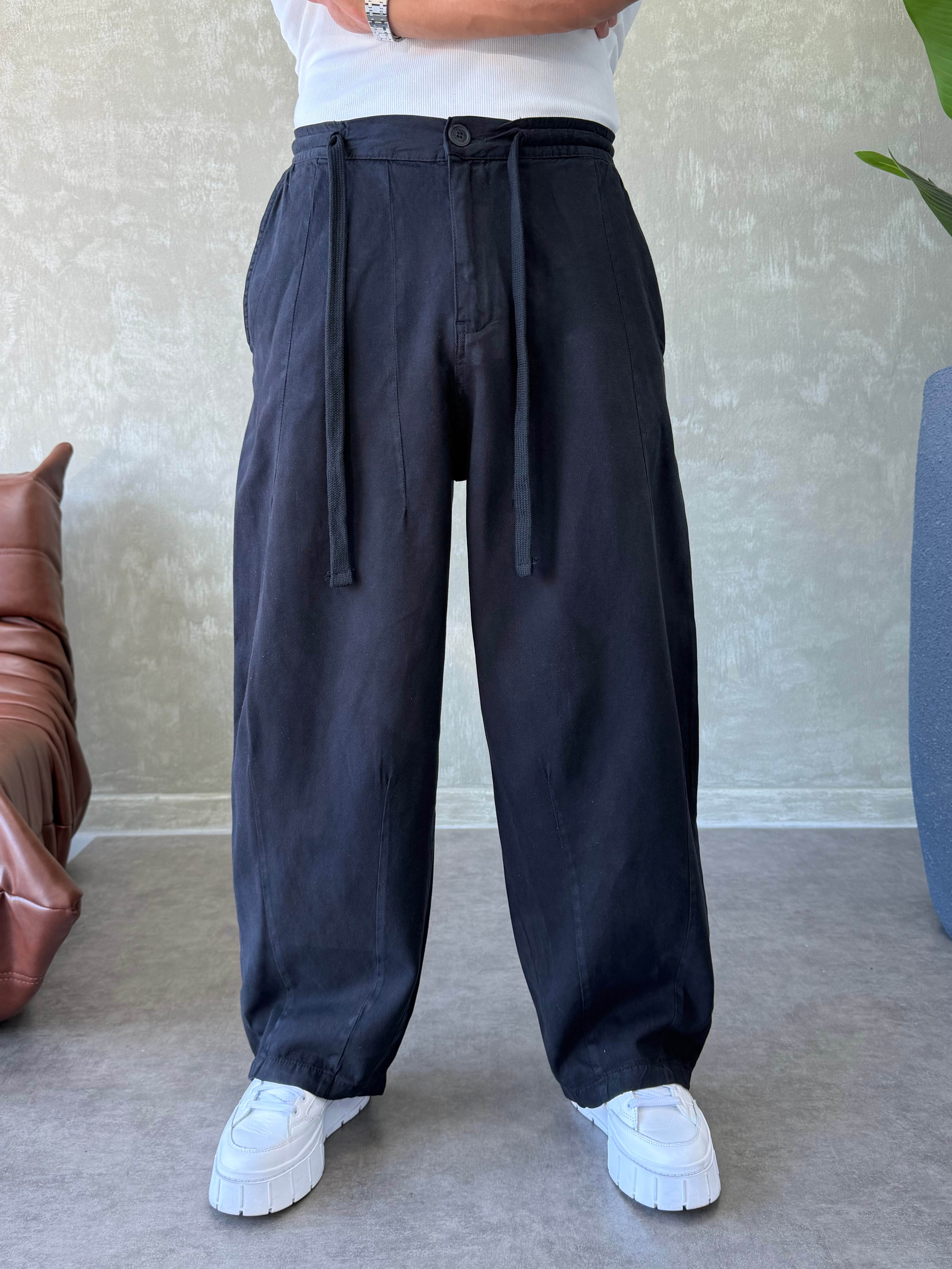 GABARDİN KUMAŞ SÜPER BAGGY SİYAH