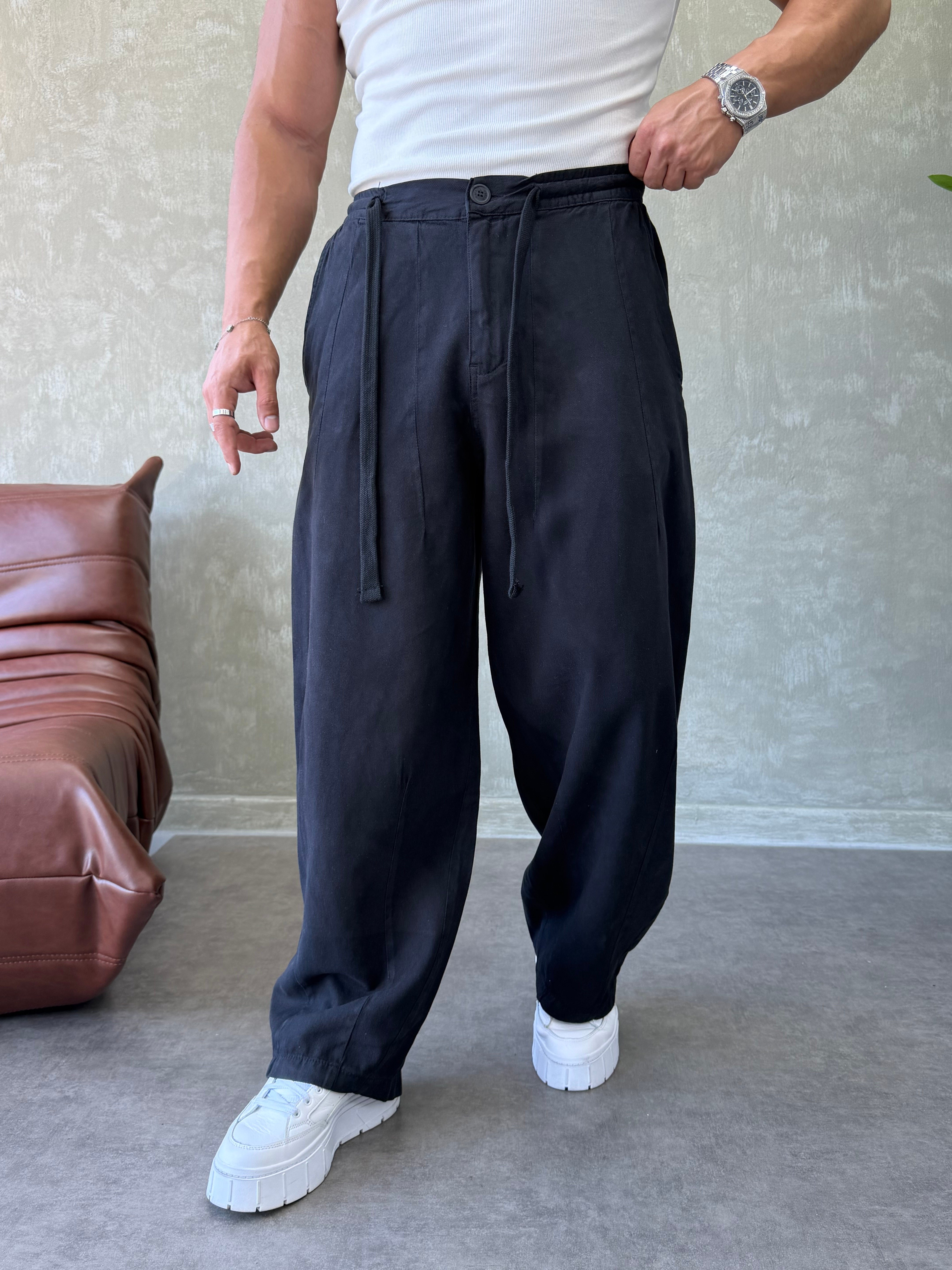 GABARDİN KUMAŞ SÜPER BAGGY SİYAH
