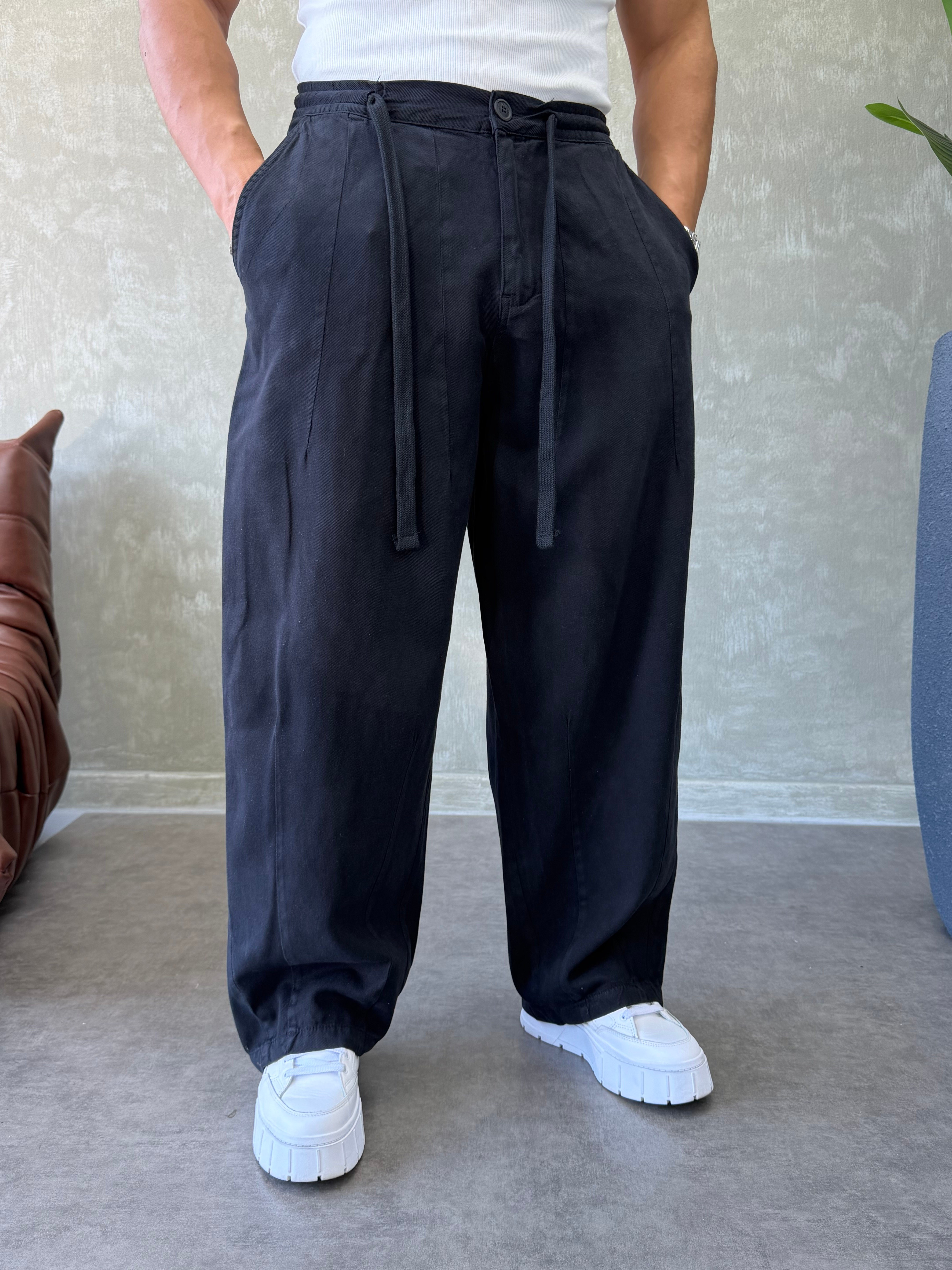 GABARDİN KUMAŞ SÜPER BAGGY SİYAH